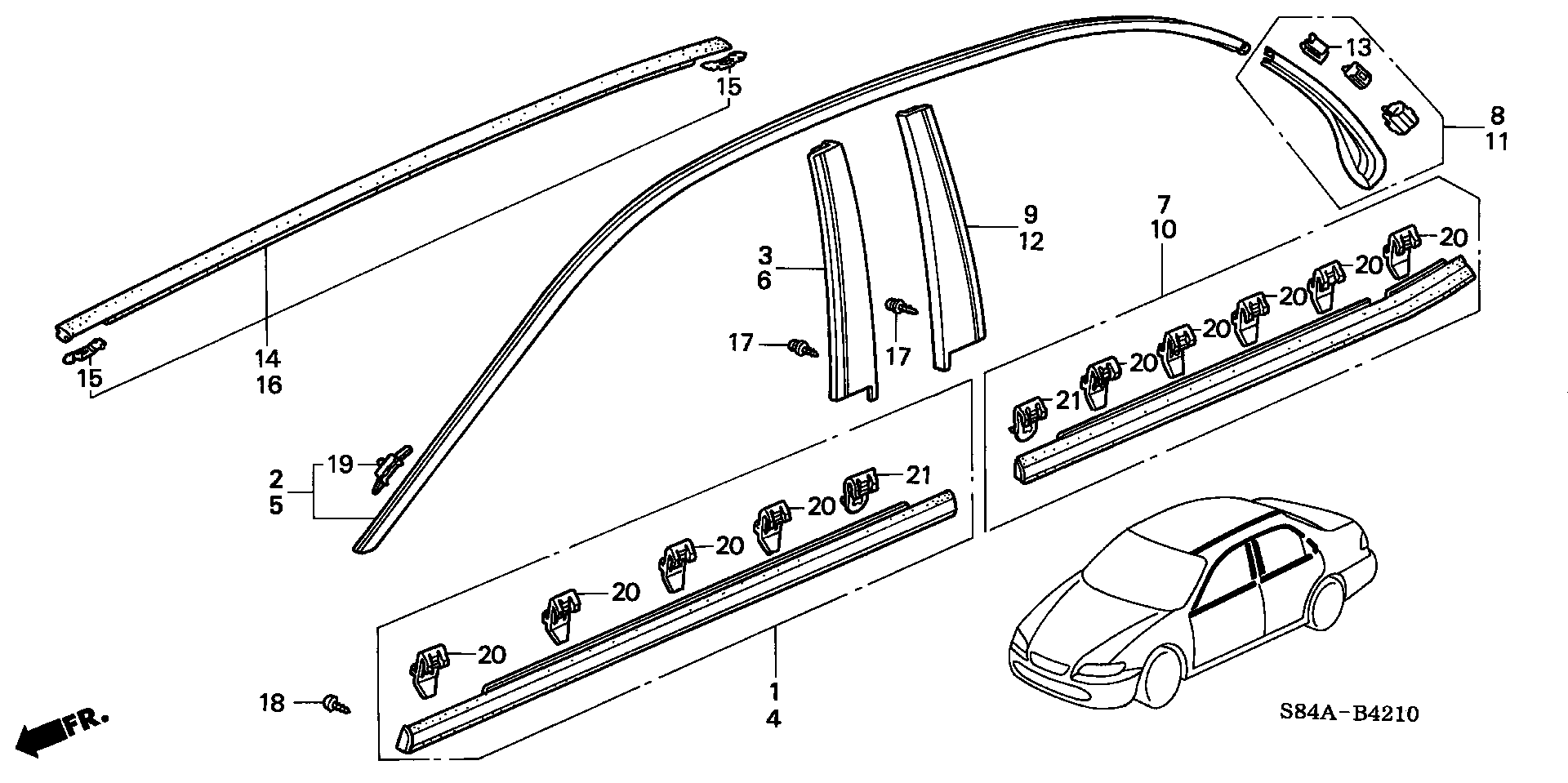 Diagram MOLDING for your 1993 Honda Civic   