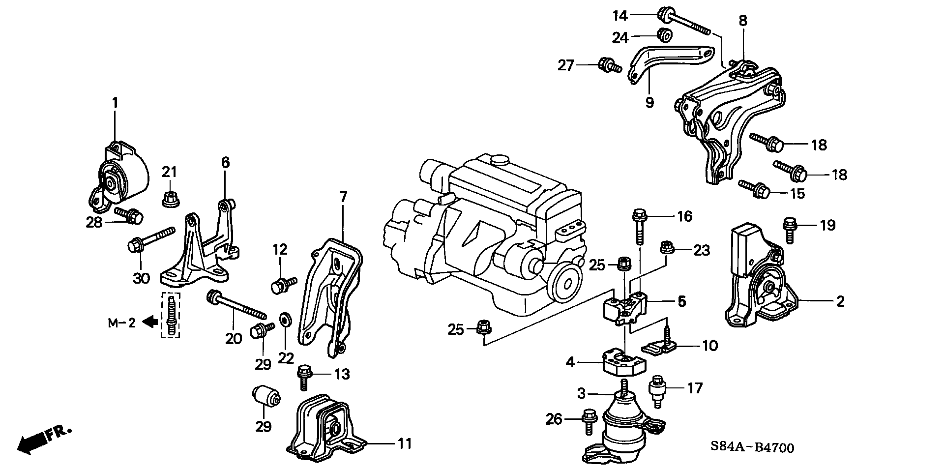 Diagram ENGINE MOUNTS (MT) for your Honda