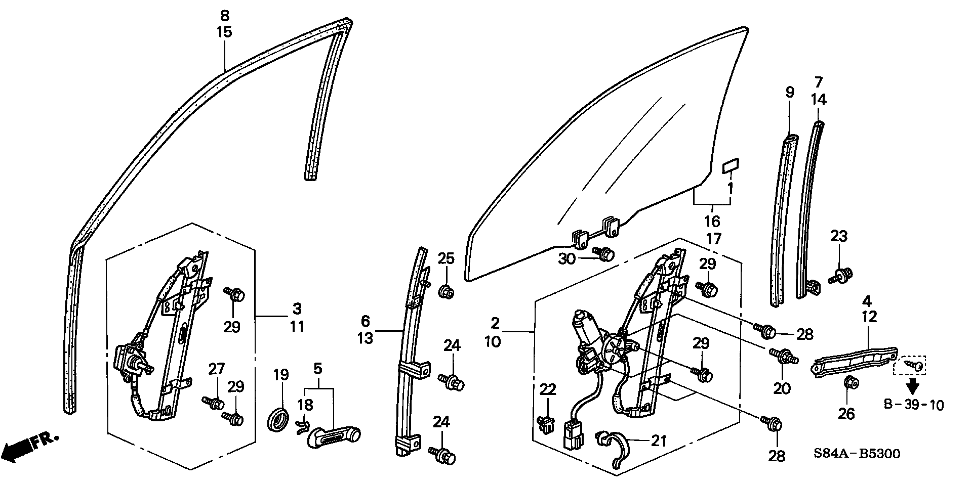 Diagram FRONT DOOR WINDOWS for your Honda Accord  