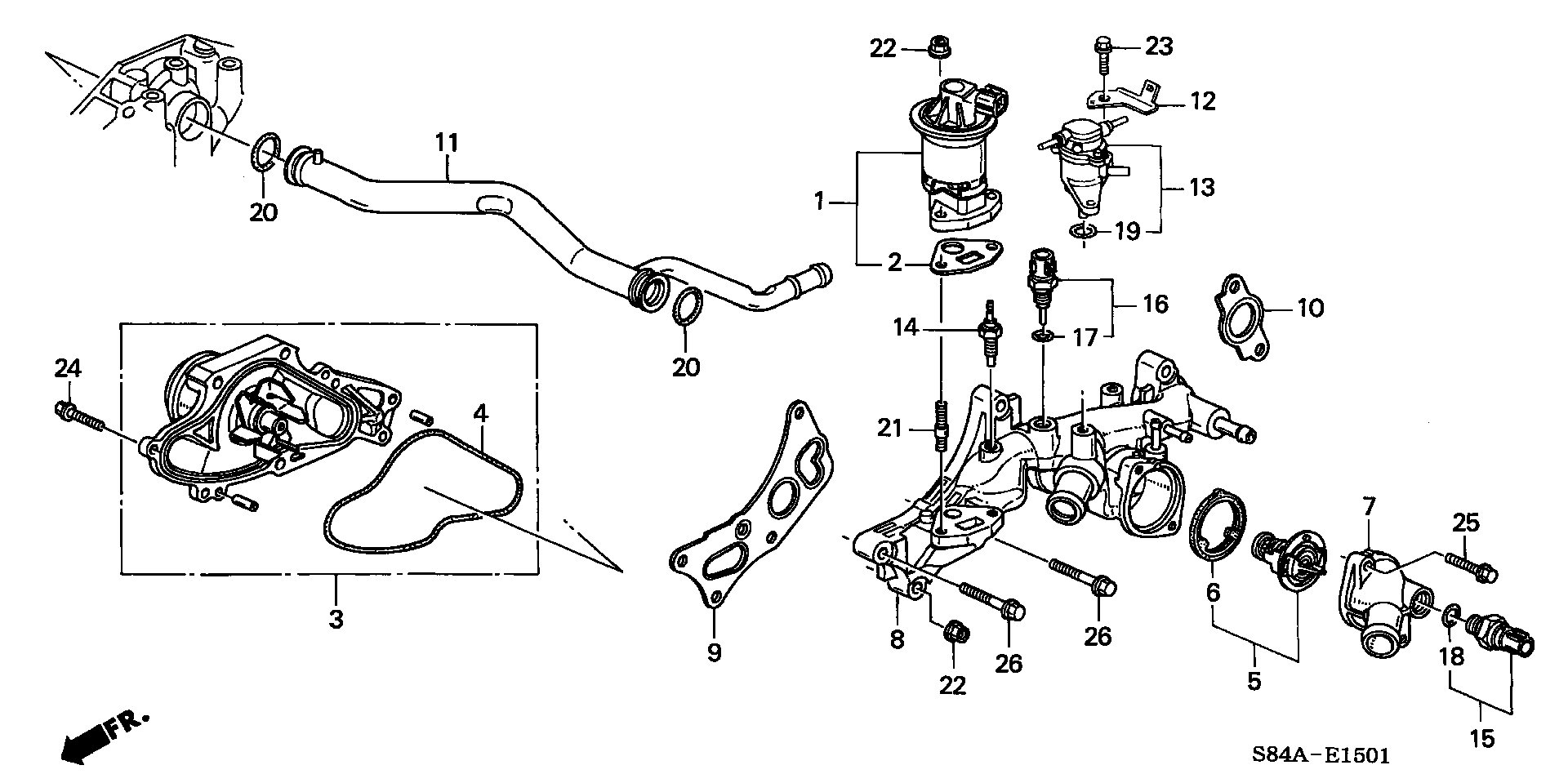 Diagram WATER PUMP@SENSOR (V6) for your 2005 Honda Accord   