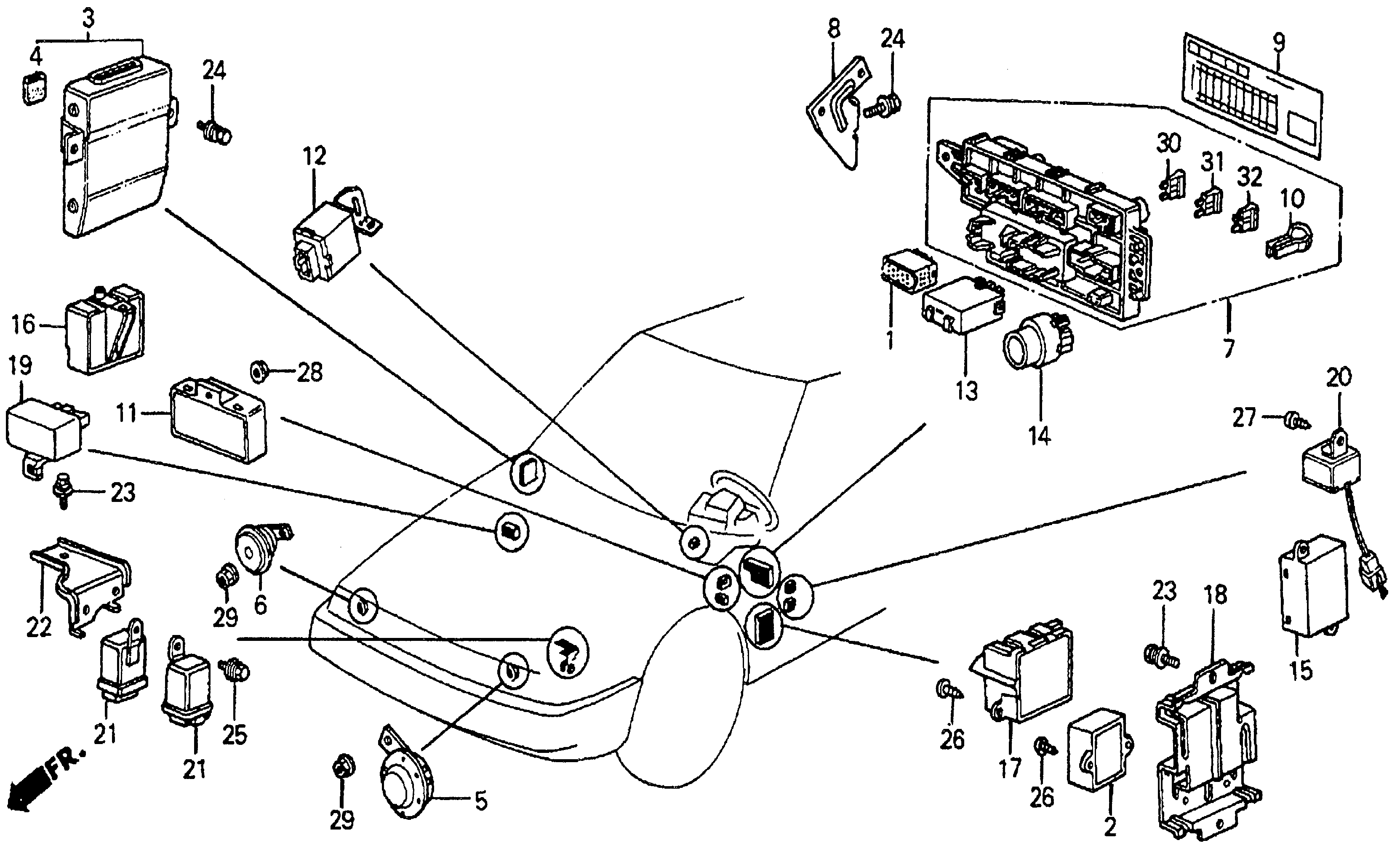 Diagram FUSE BOX@RELAY@HORN for your Honda