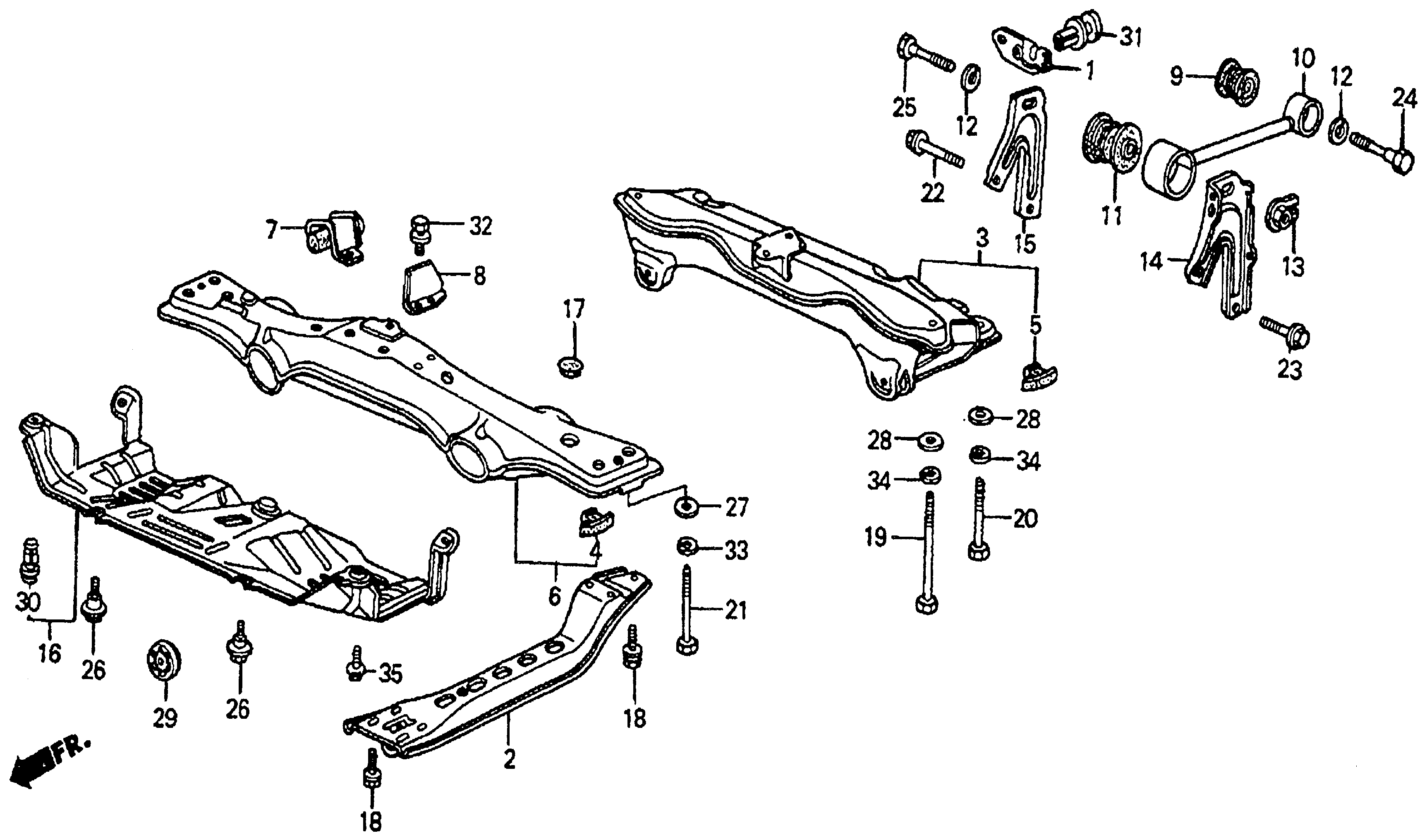 Diagram TORQUE ROD@CENTER BEAM for your 1997 Honda Civic   