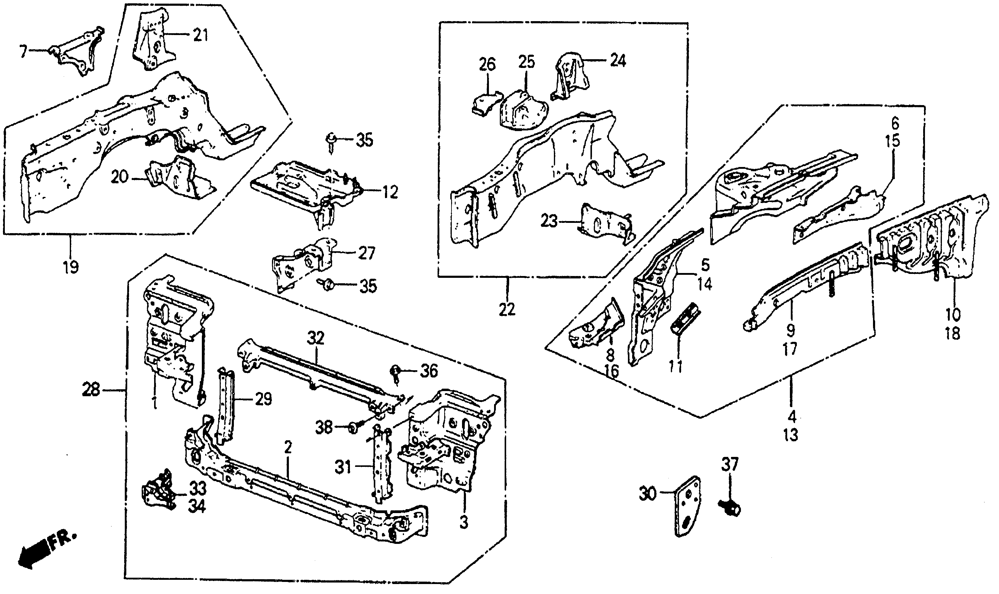 Diagram FRONT BULKHEAD for your Honda Prelude  