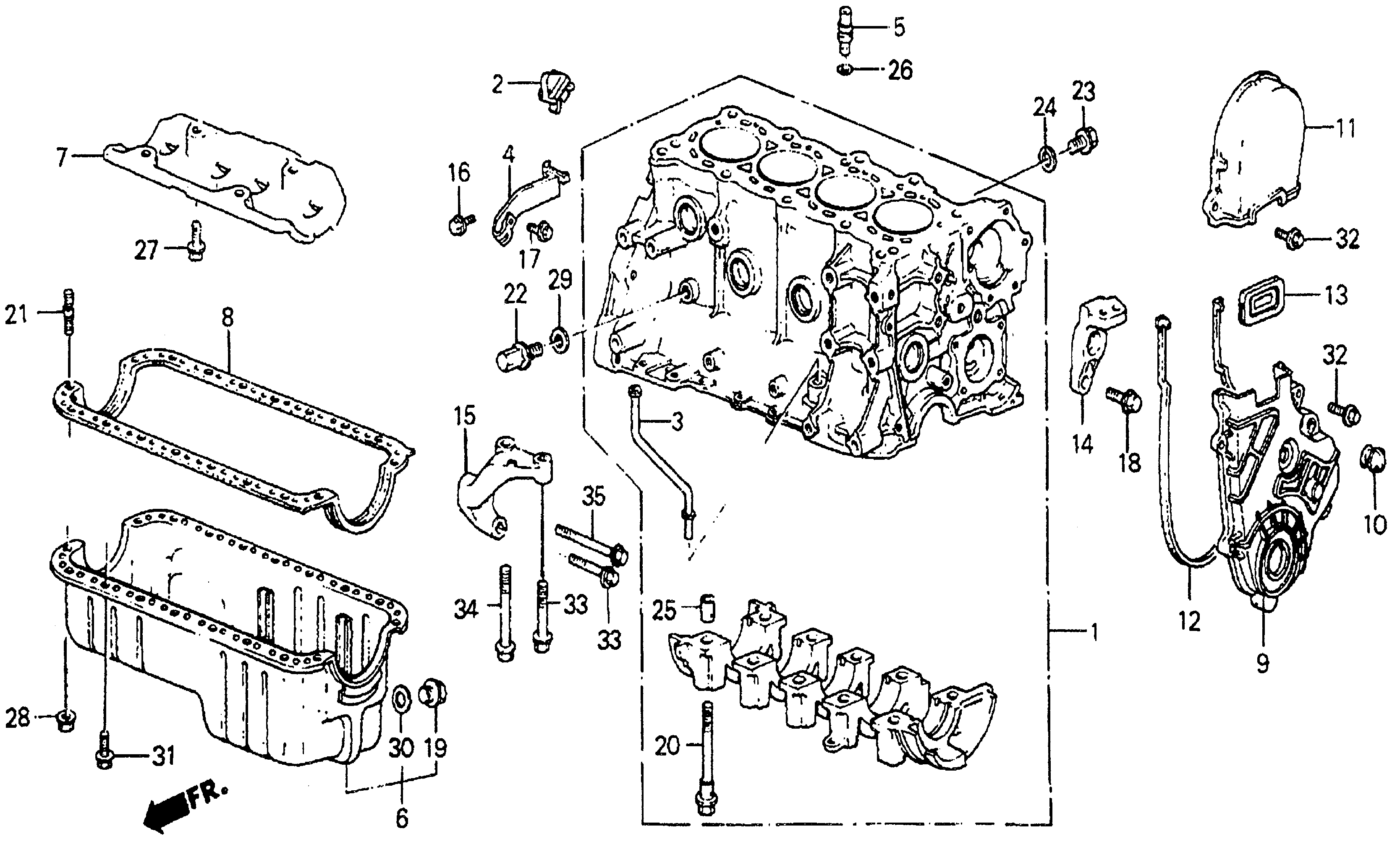 Diagram CYLINDER BLOCK@OIL PAN for your Honda Prelude  