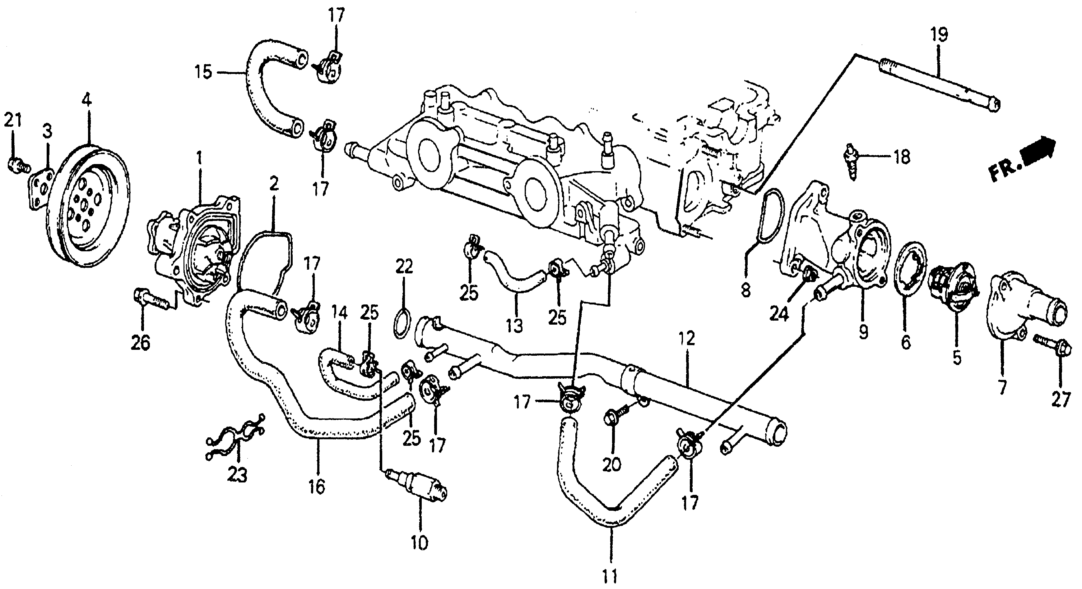 Diagram WATER PUMP@THERMOSTAT (DX) for your 1984 Honda Civic Hatchback   