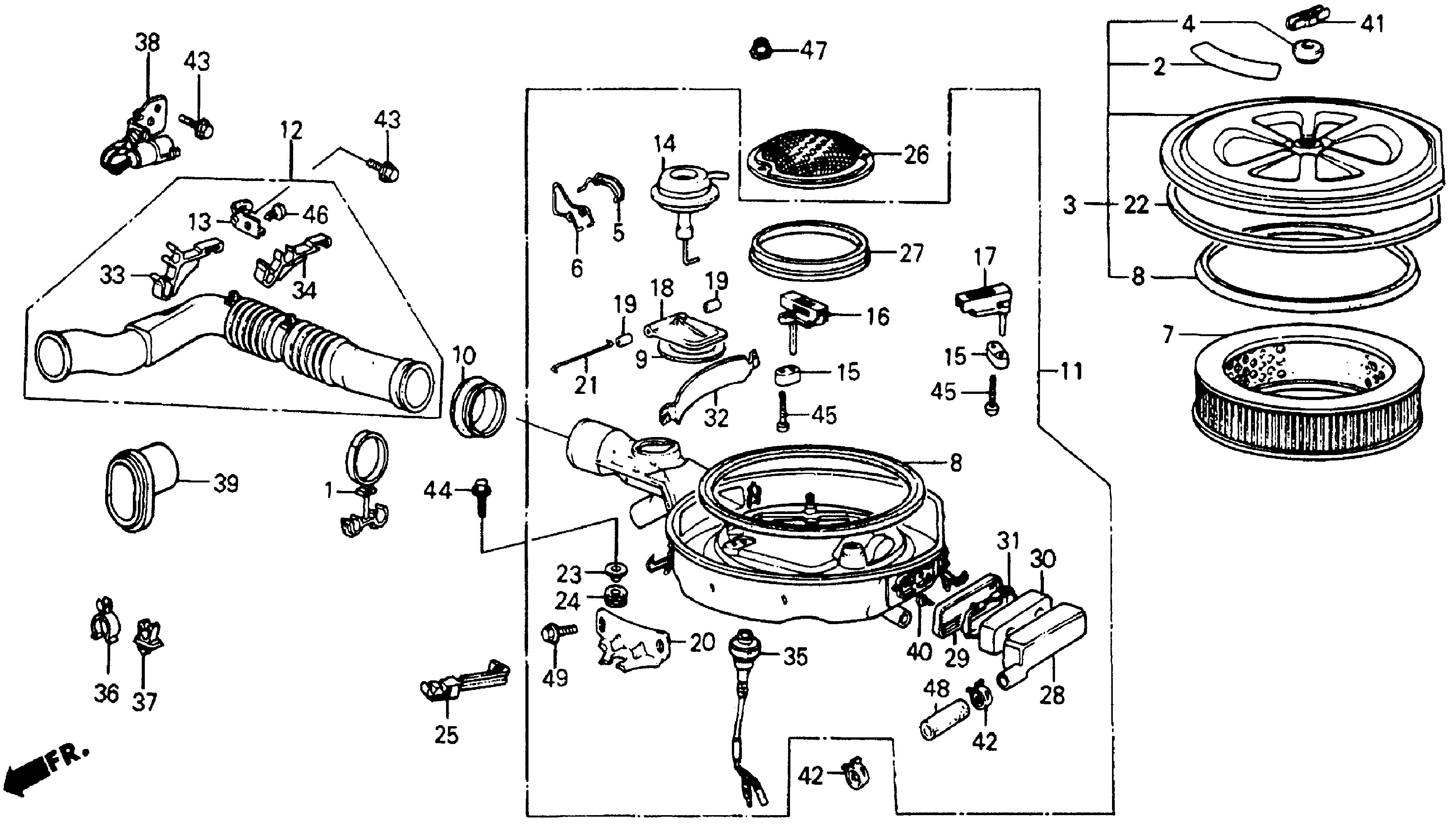 Diagram AIR CLEANER for your 1990 Honda Accord Coupe 2.2L AT LX 