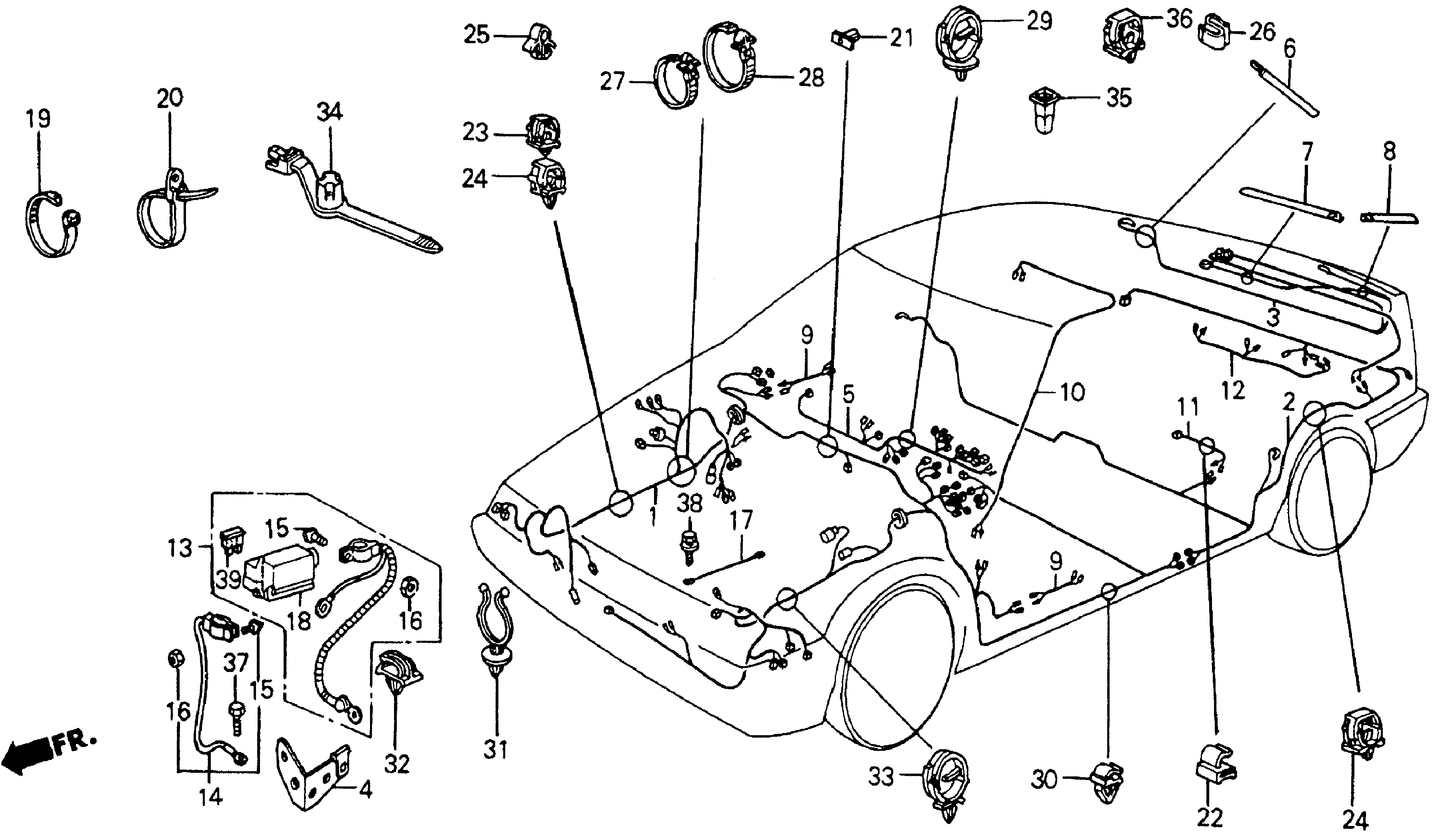 Honda CRX Wire harness, cabin. Electrical - 32100-SB2-653 | Honda Parts ...