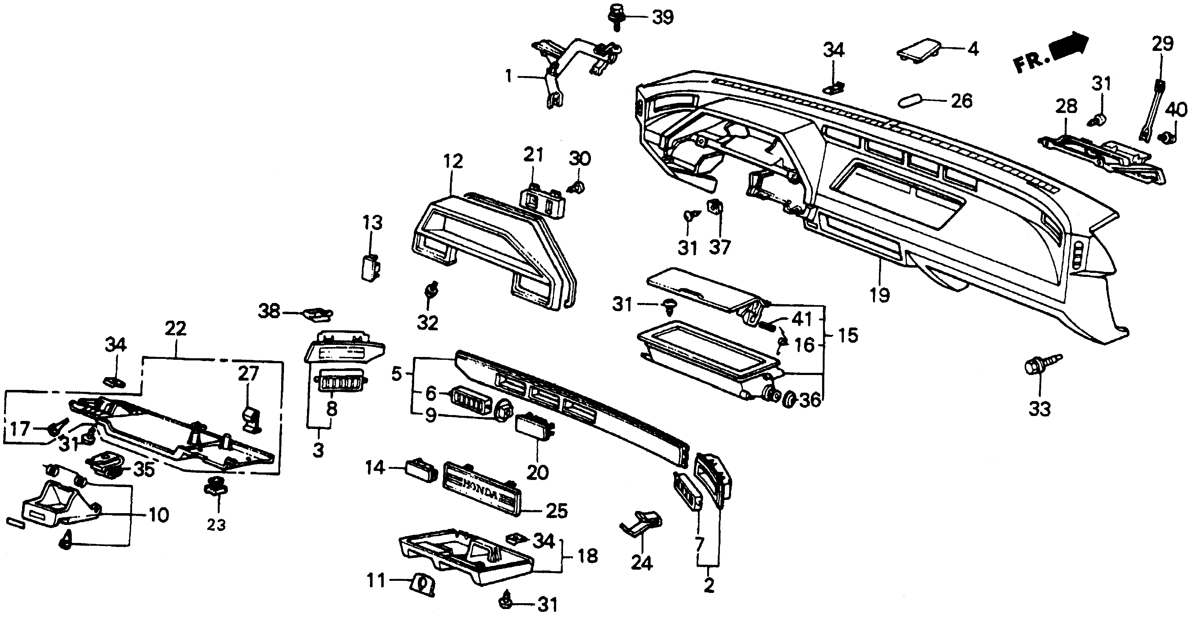 Honda CRX Clip, fitting. Instrument, switch - 90658-SB2-000 | Honda ...