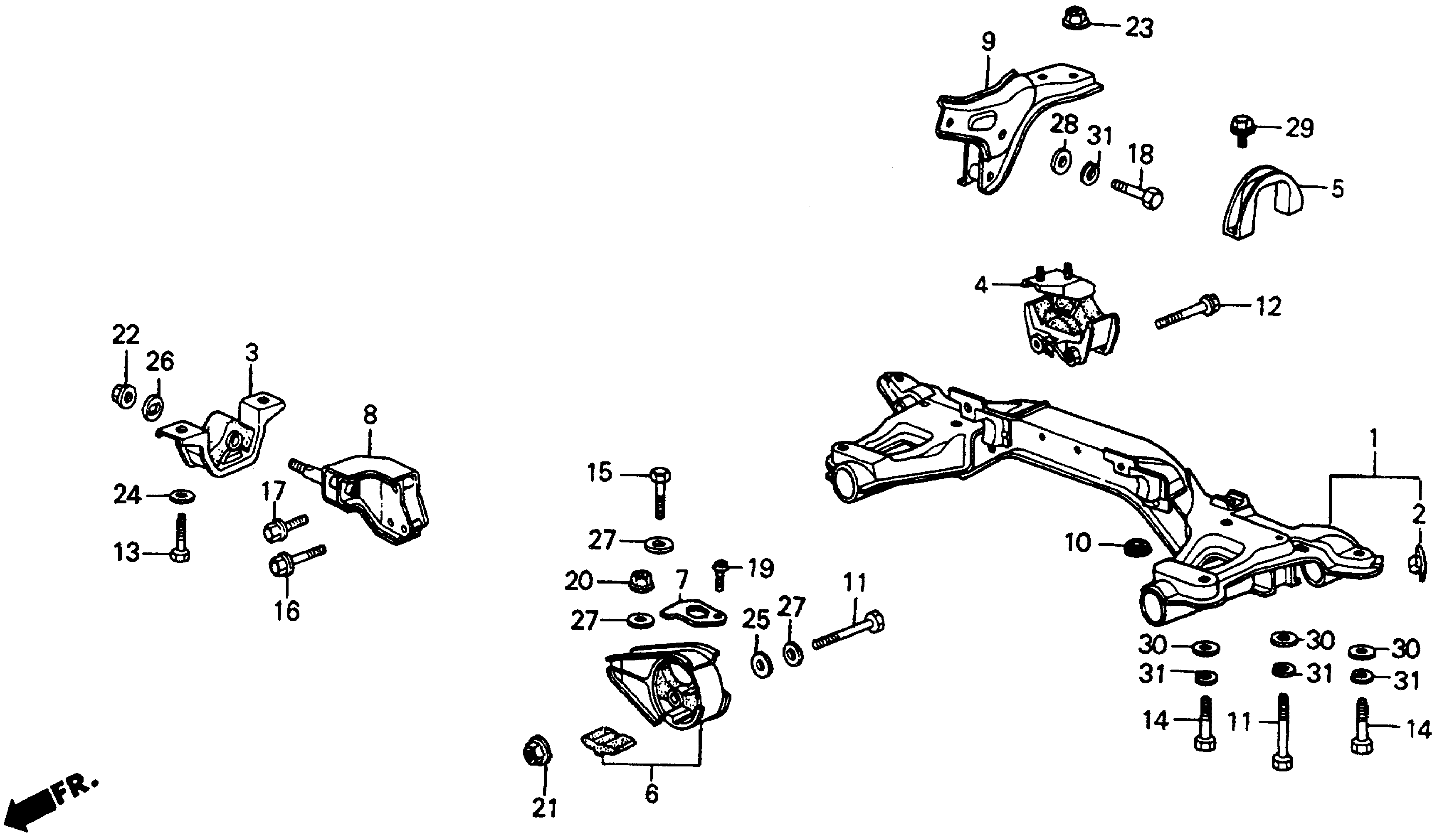 Honda CRX Bolt, flange (10x53). Engine, mount, mounts - 90187-SR3-000 ...