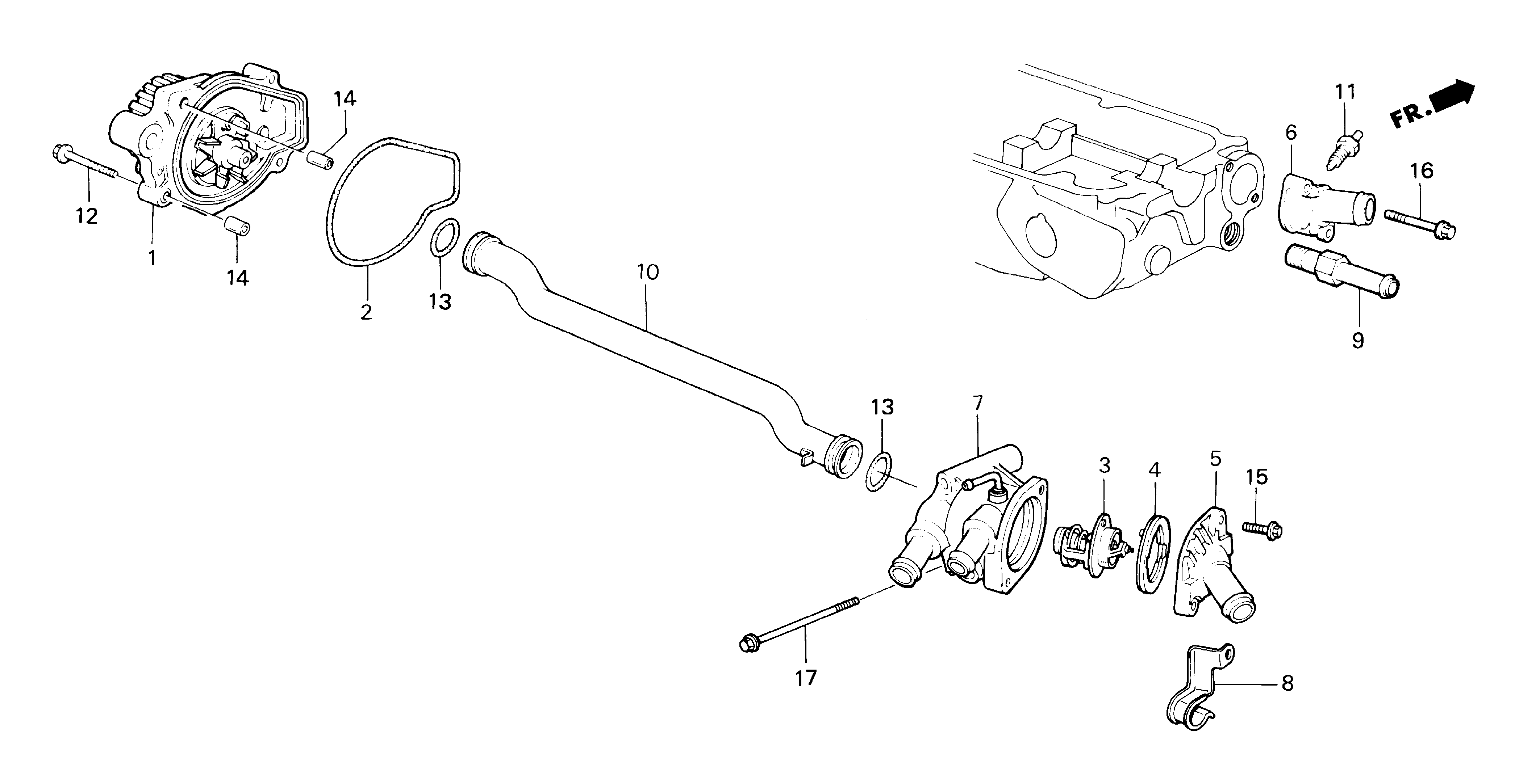 Diagram WATER PUMP@THERMOSTAT for your 1982 Honda Civic Hatchback   