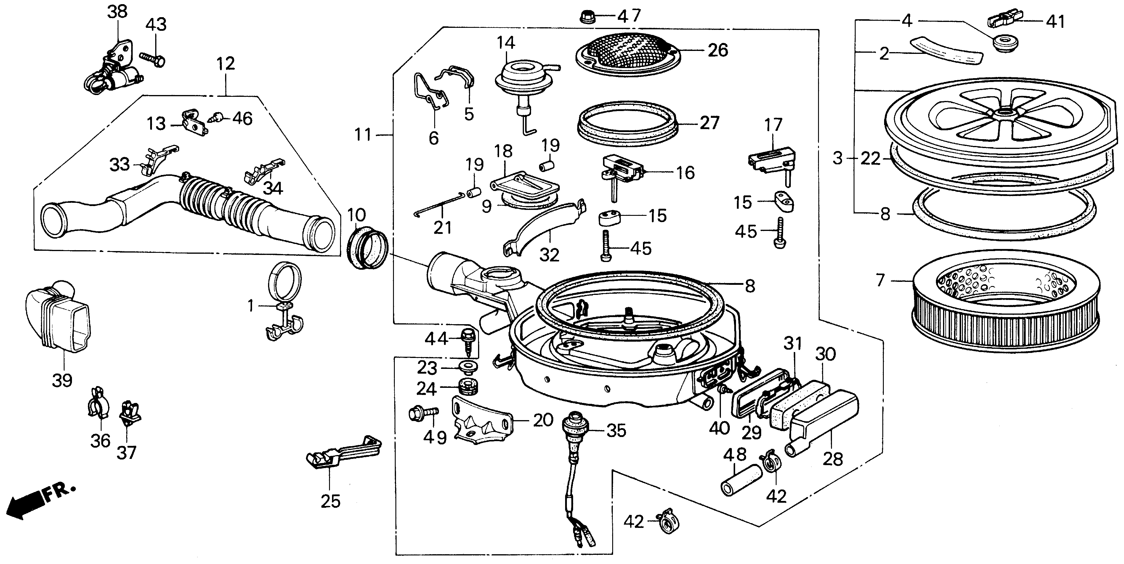 Diagram AIR CLEANER for your 1990 Honda Accord Coupe 2.2L AT LX 