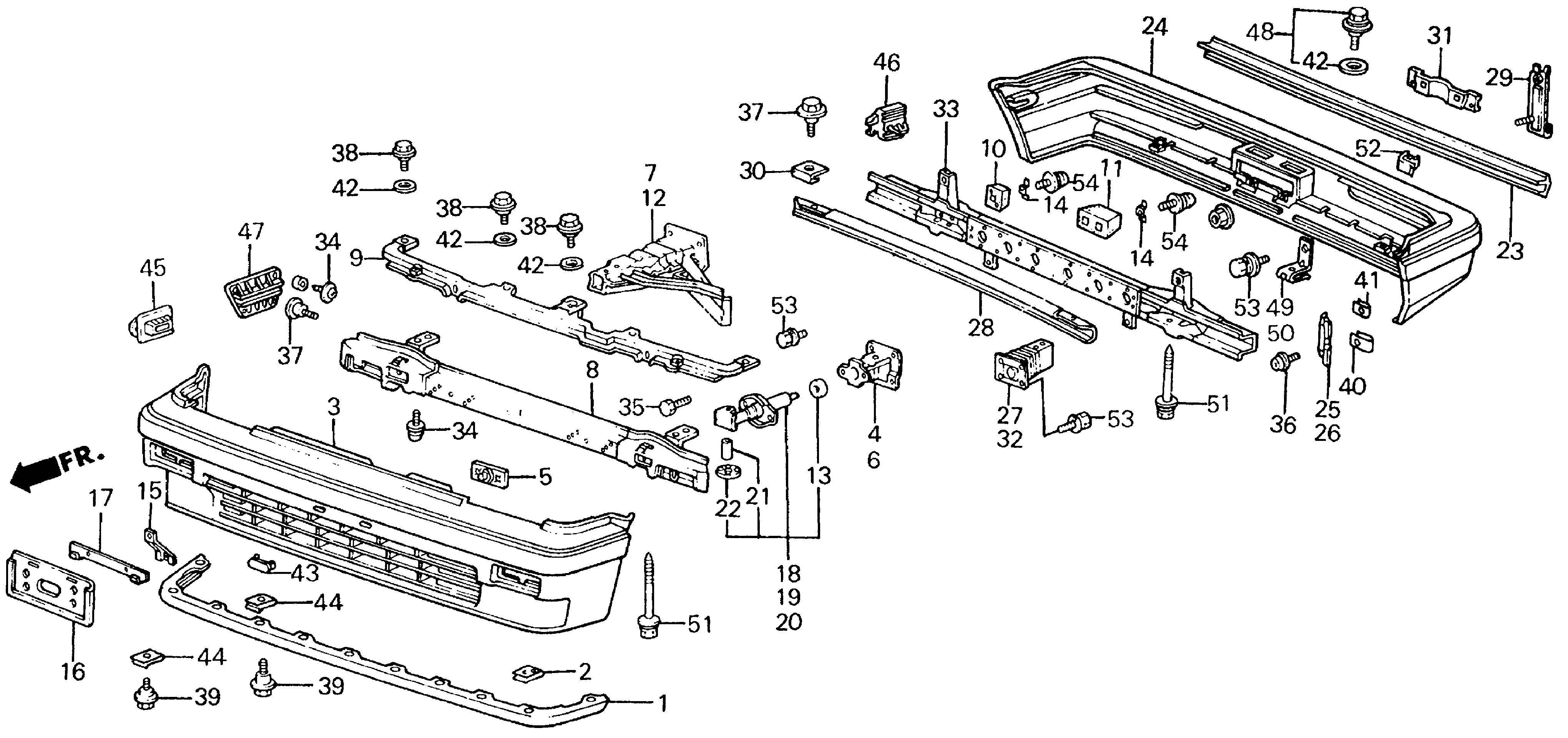 Diagram BUMPER ('86-'87) for your Honda Civic  