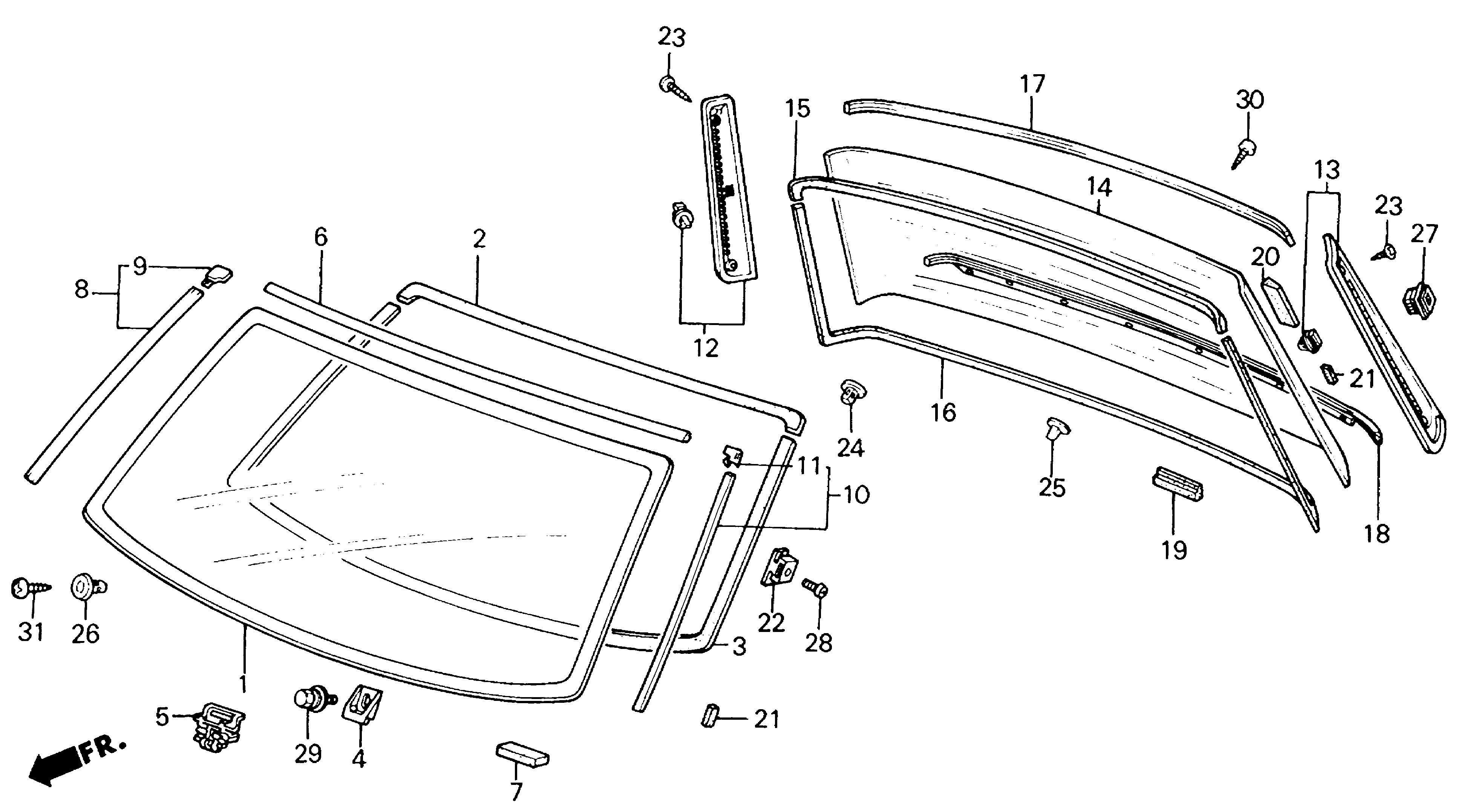 Diagram WINDSHIELD@REAR WINDOW for your 1995 Honda Civic Hatchback   