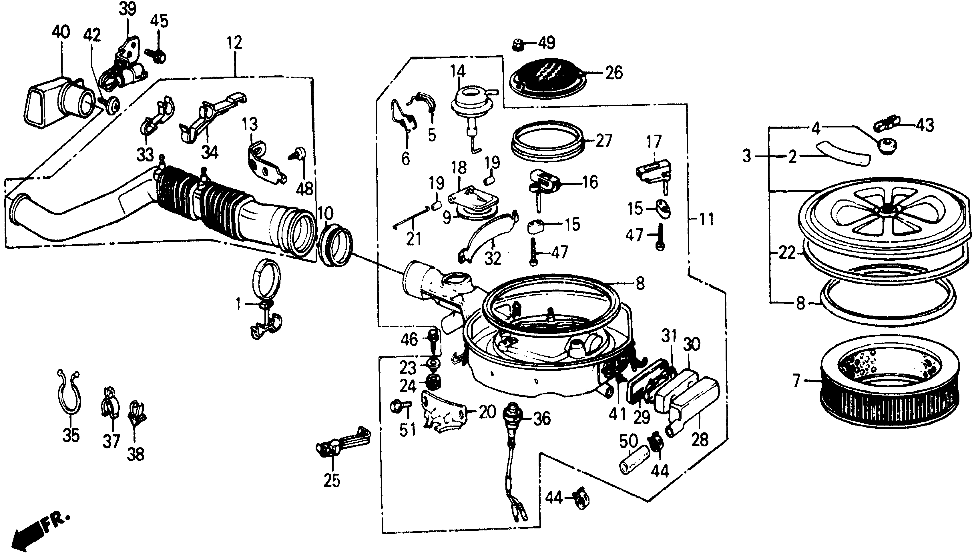 Diagram AIR CLEANER for your 1990 Honda Accord Coupe 2.2L AT LX 