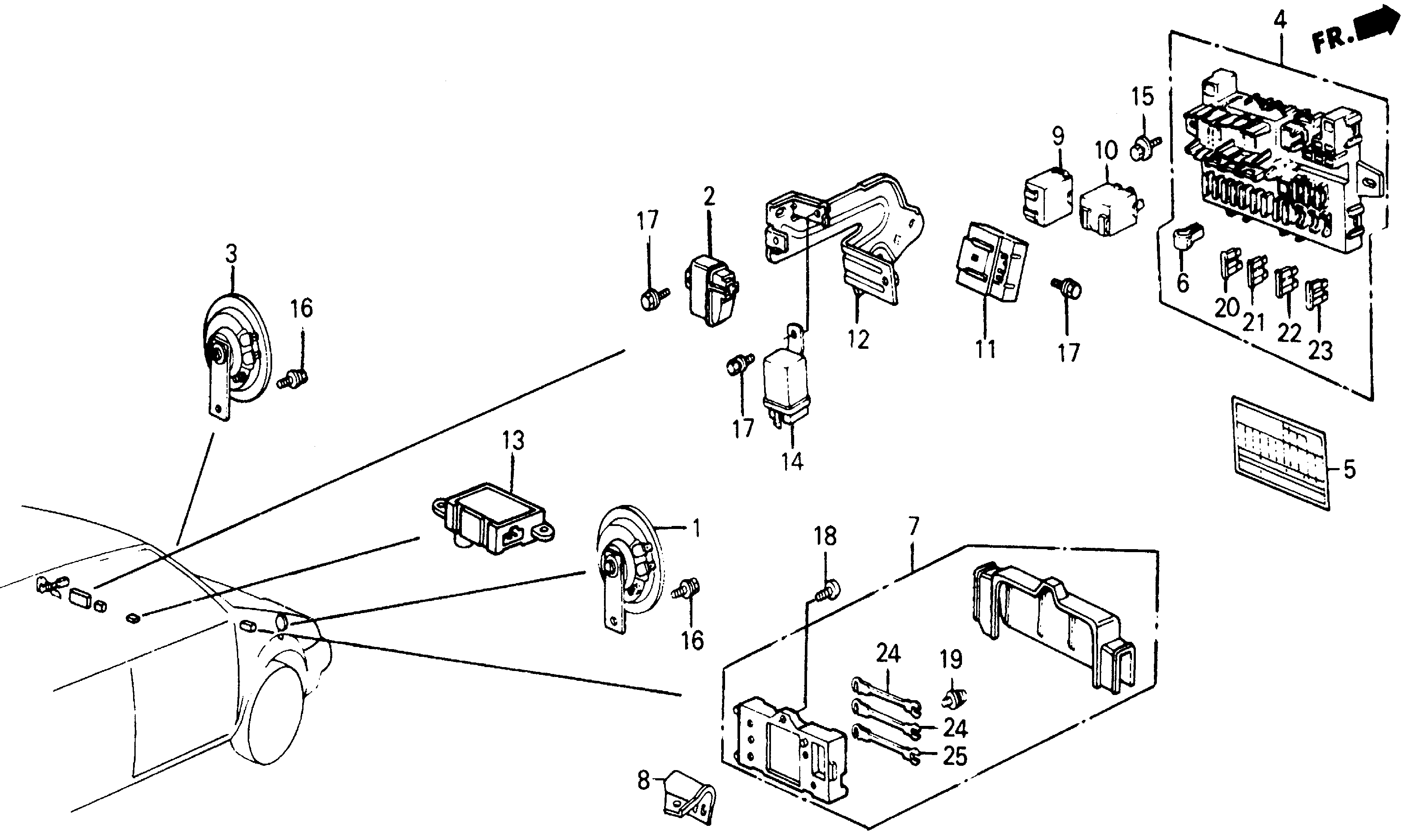 Diagram FUSE BOX@RELAY@HORN for your Honda