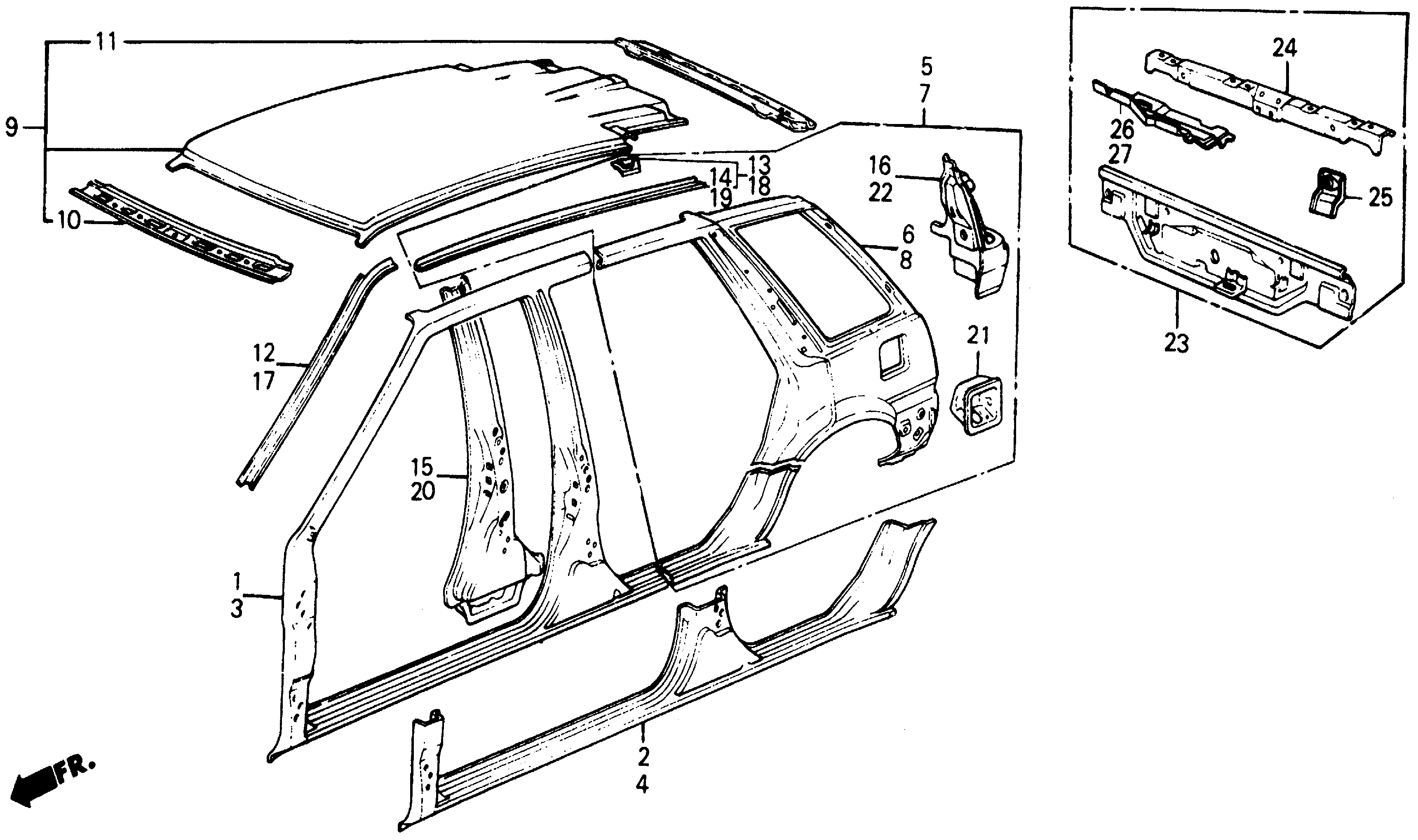 Honda Civic Wagon Gutter, l. Roof side. Body, outer - 70414-SB6-310ZZ ...