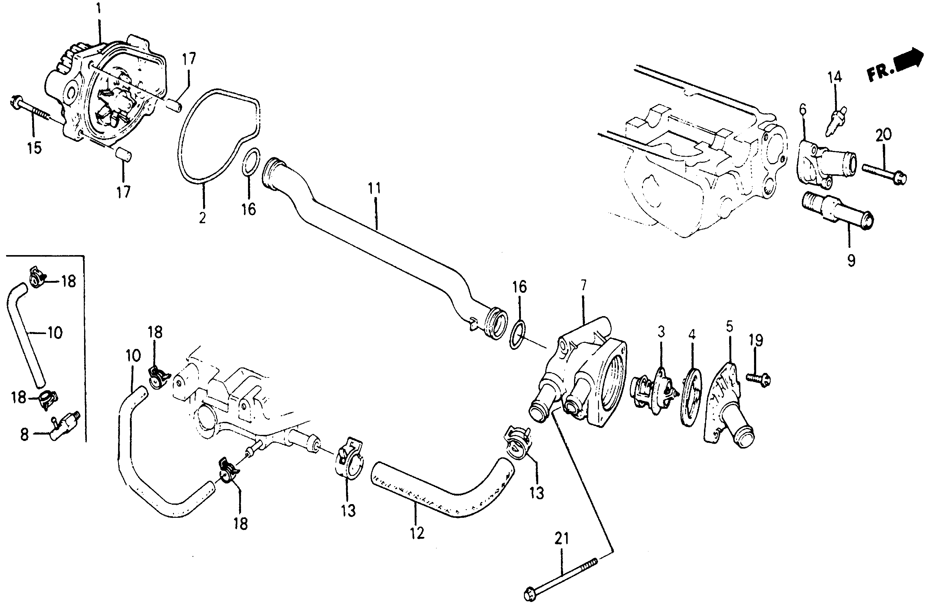 Diagram WATER PUMP@THERMOSTAT for your 1982 Honda Civic Hatchback   