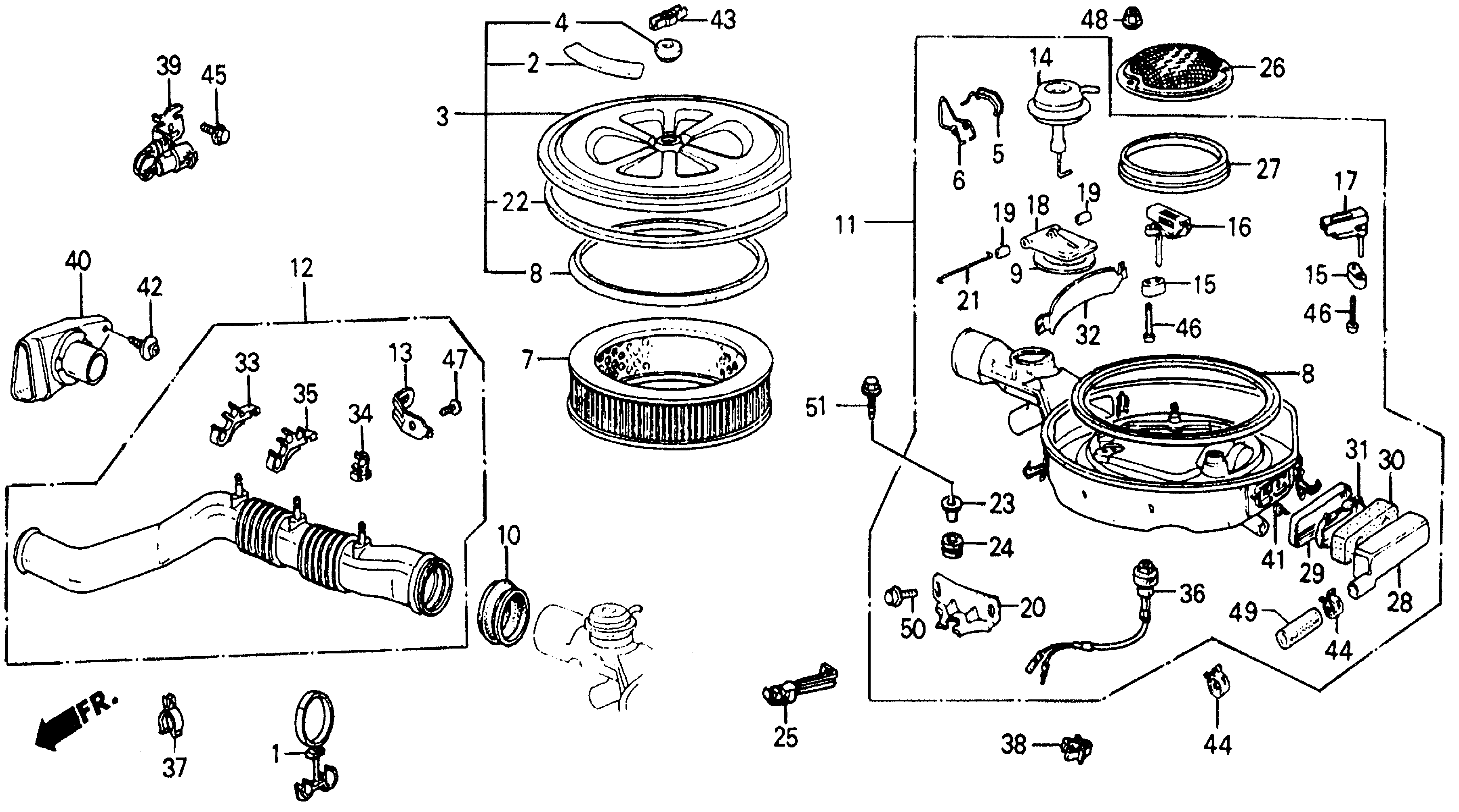 Diagram AIR CLEANER for your 1990 Honda Accord Coupe 2.2L AT LX 