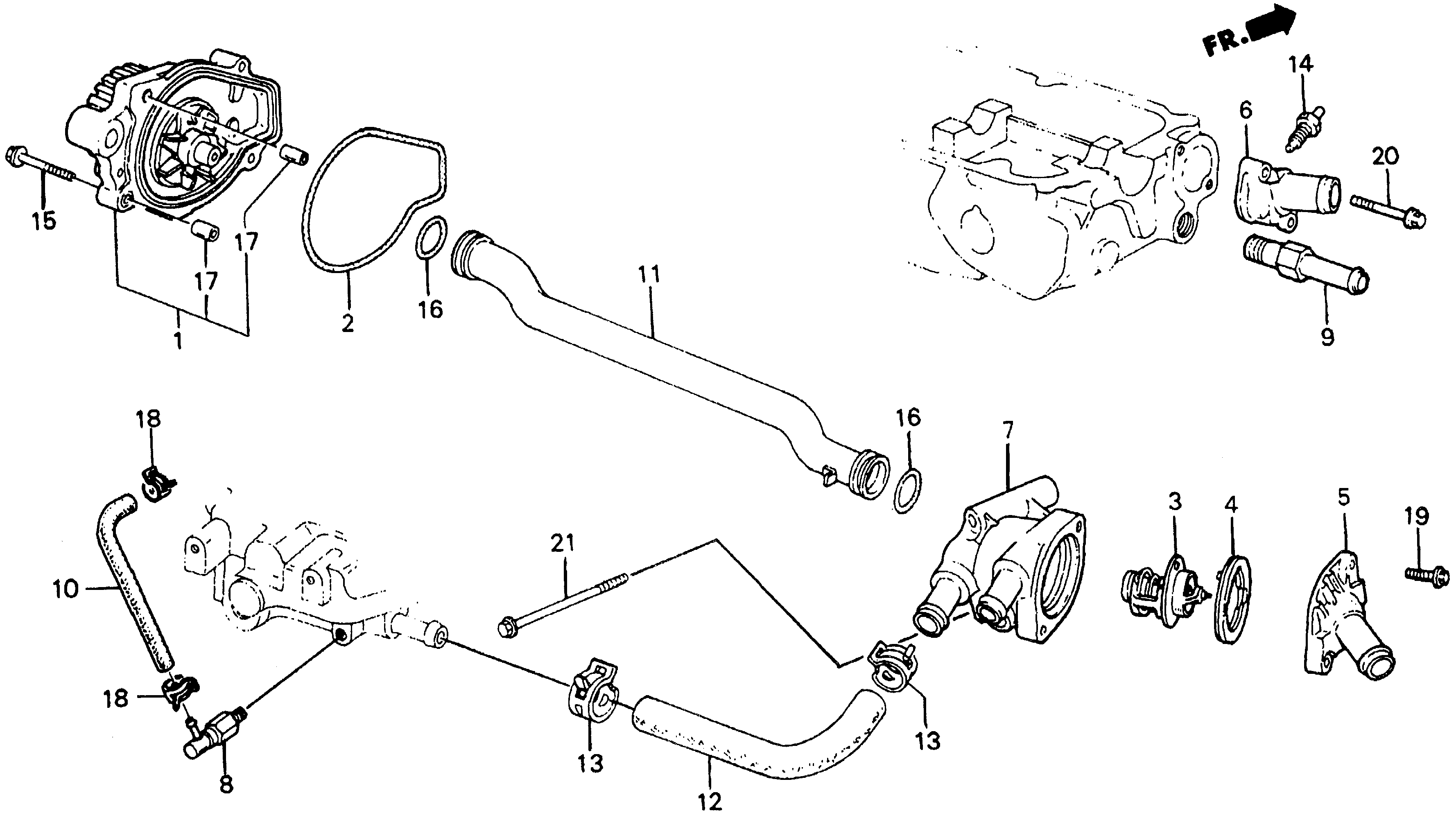 Diagram WATER PUMP@THERMOSTAT for your 1982 Honda Civic Hatchback   