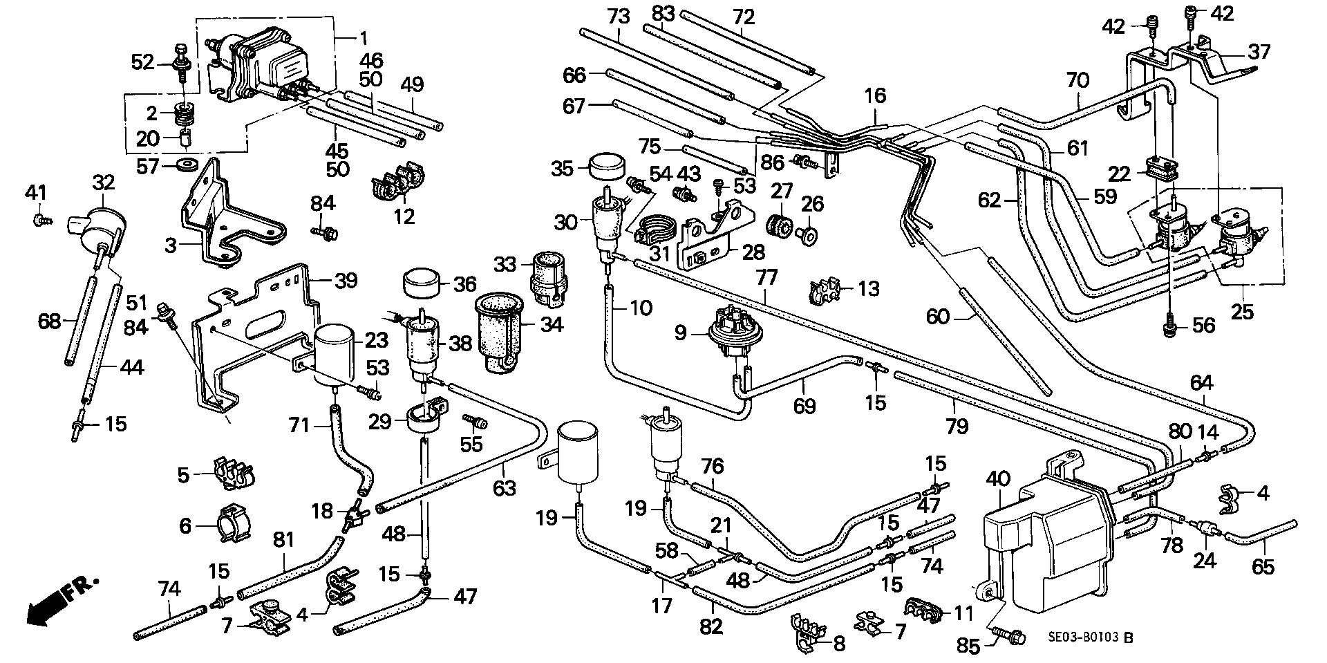 Diagram CURGE TANK TUBING for your 1997 Honda Civic   