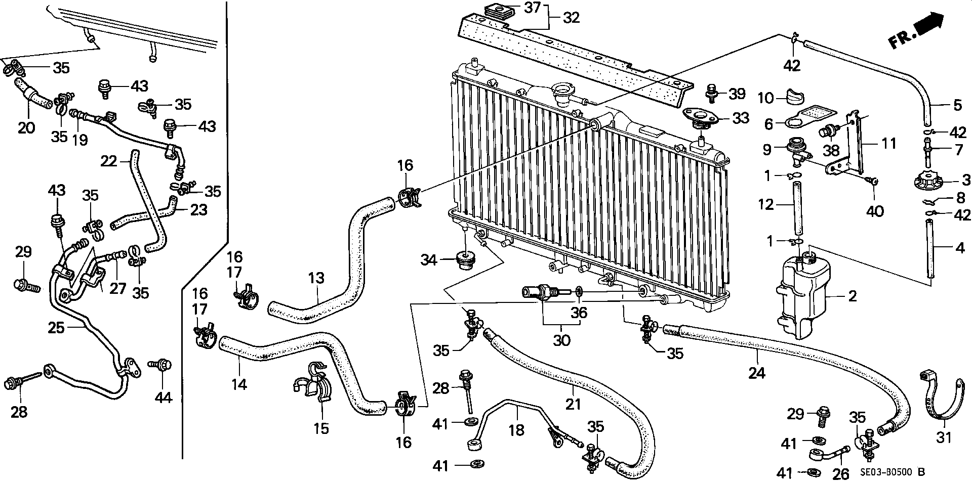 Diagram RADIATOR HOSE for your 1993 Honda Accord   