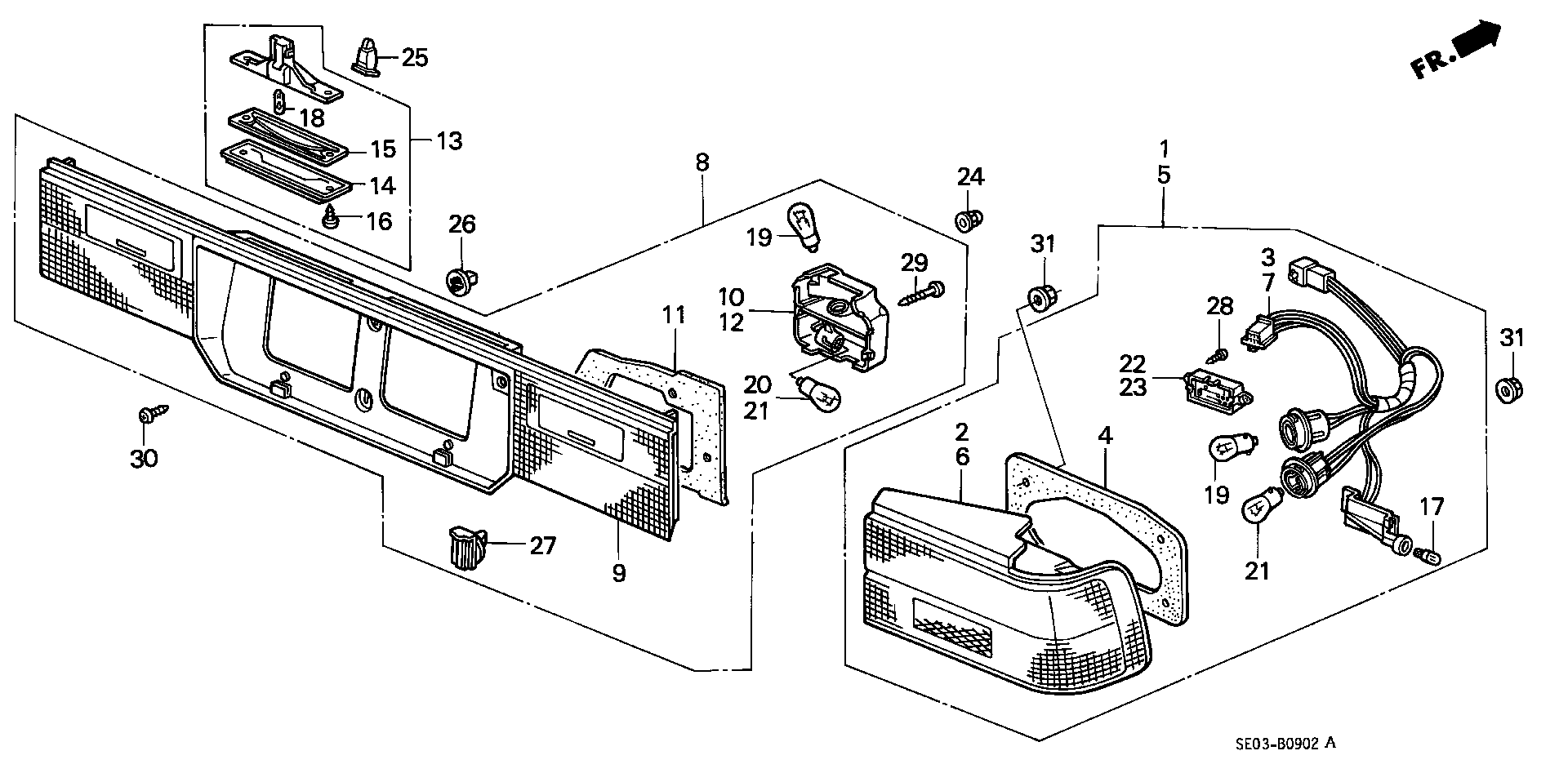 Diagram TAILLIGHT (4D) (2) for your 1989 Honda Accord Coupe   