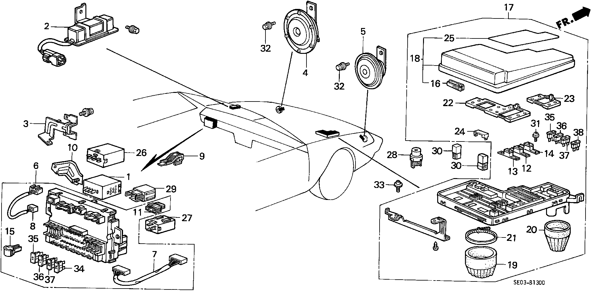 Diagram FUSE BOX@RELAY@HORN for your Honda