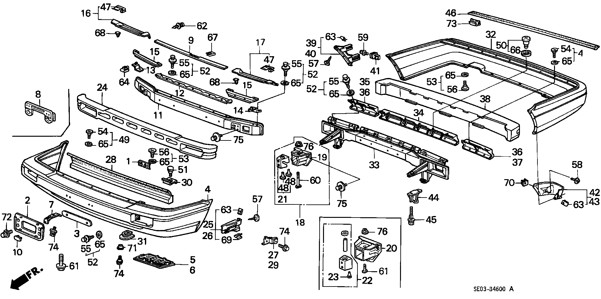 Diagram BUMPER for your 1996 Honda Accord Coupe 2.2L VTEC MT EX 