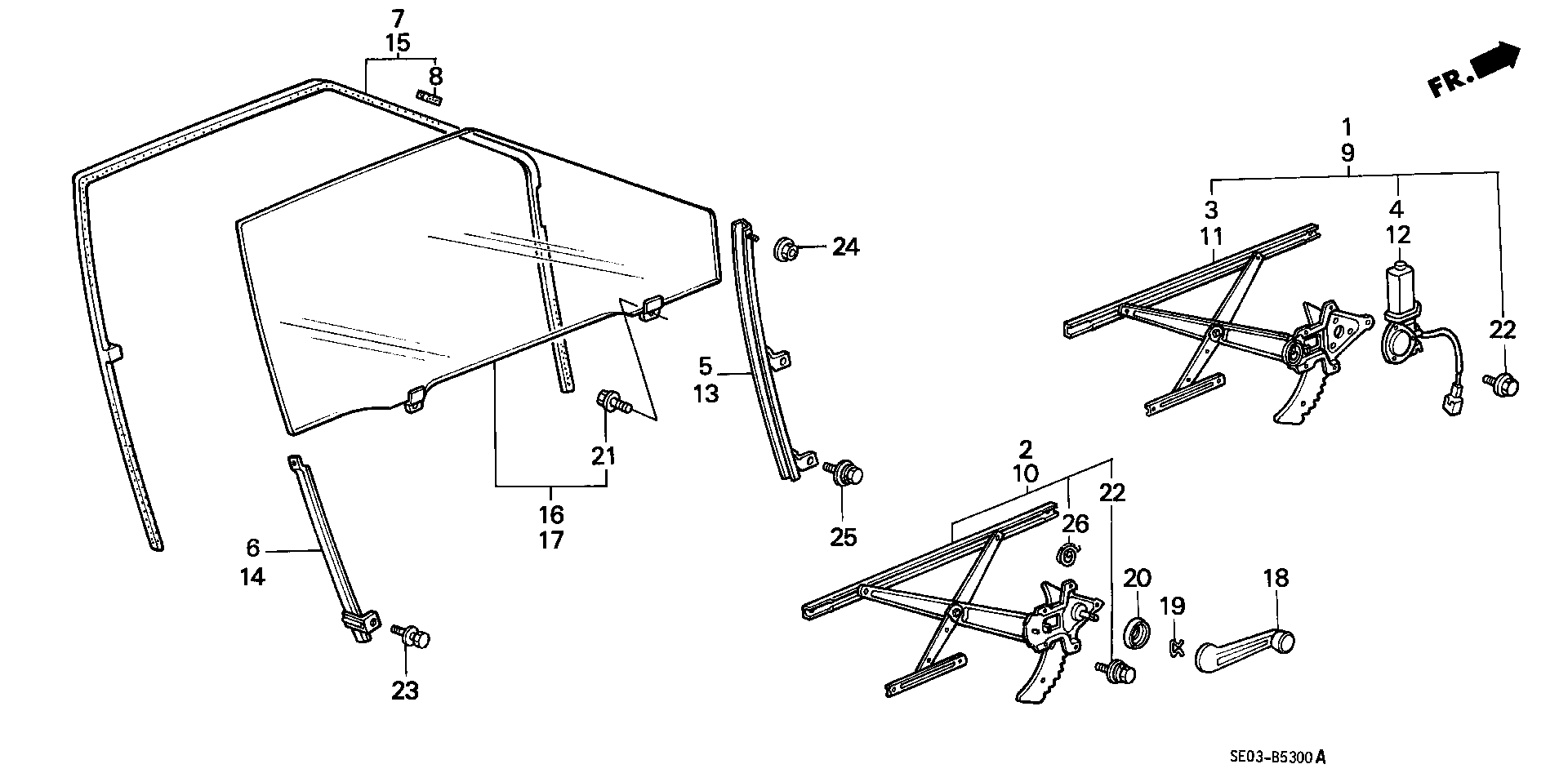 Diagram DOOR WINDOWS (3D) for your 2000 Honda Civic Coupe   