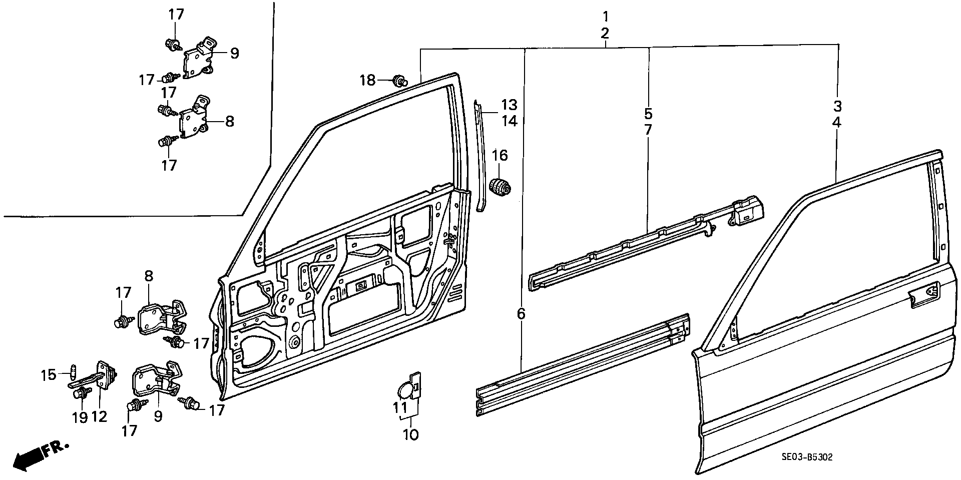 Diagram DOOR PANELS (3D) for your Honda