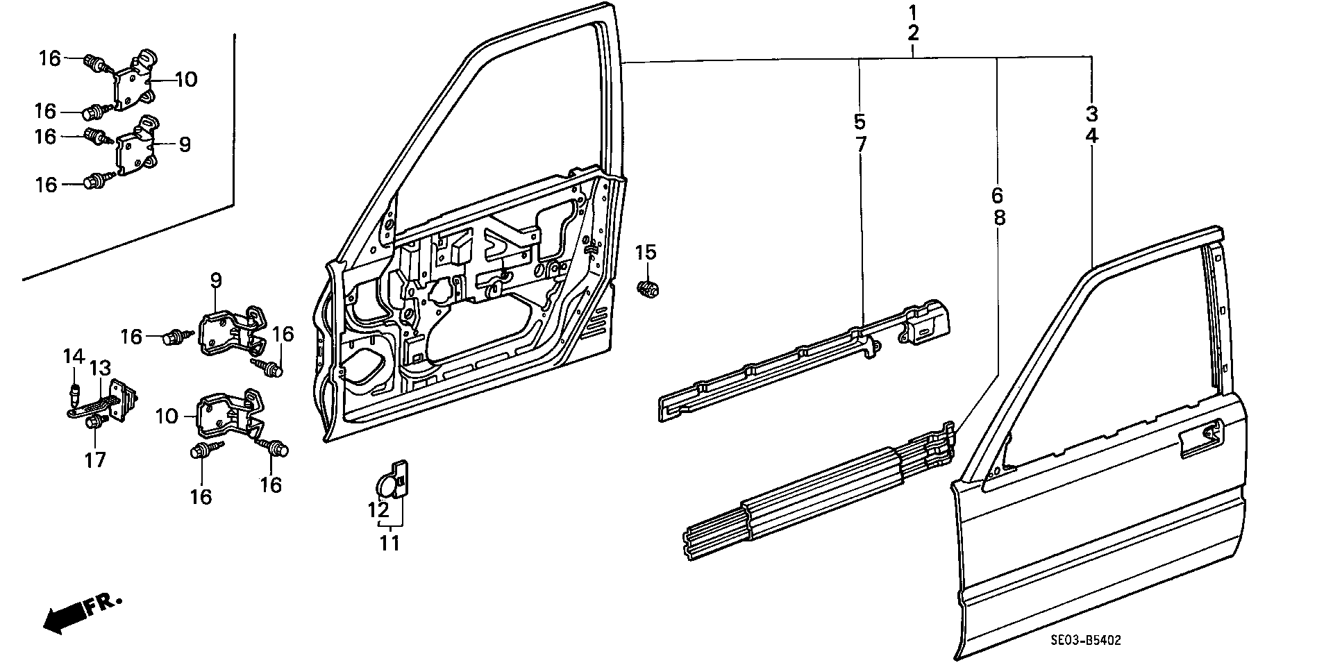 Diagram FRONT DOOR PANELS (4D) for your Honda