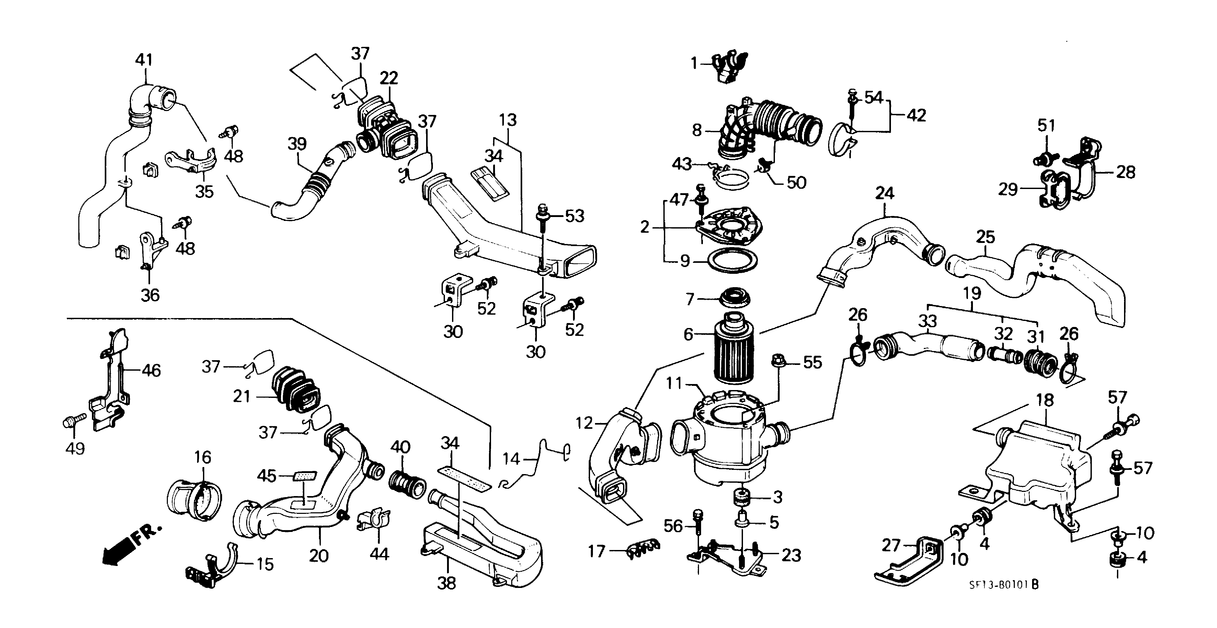 Diagram AIR CLEANER (SI) ('88-'89) for your 2001 Honda Prelude   