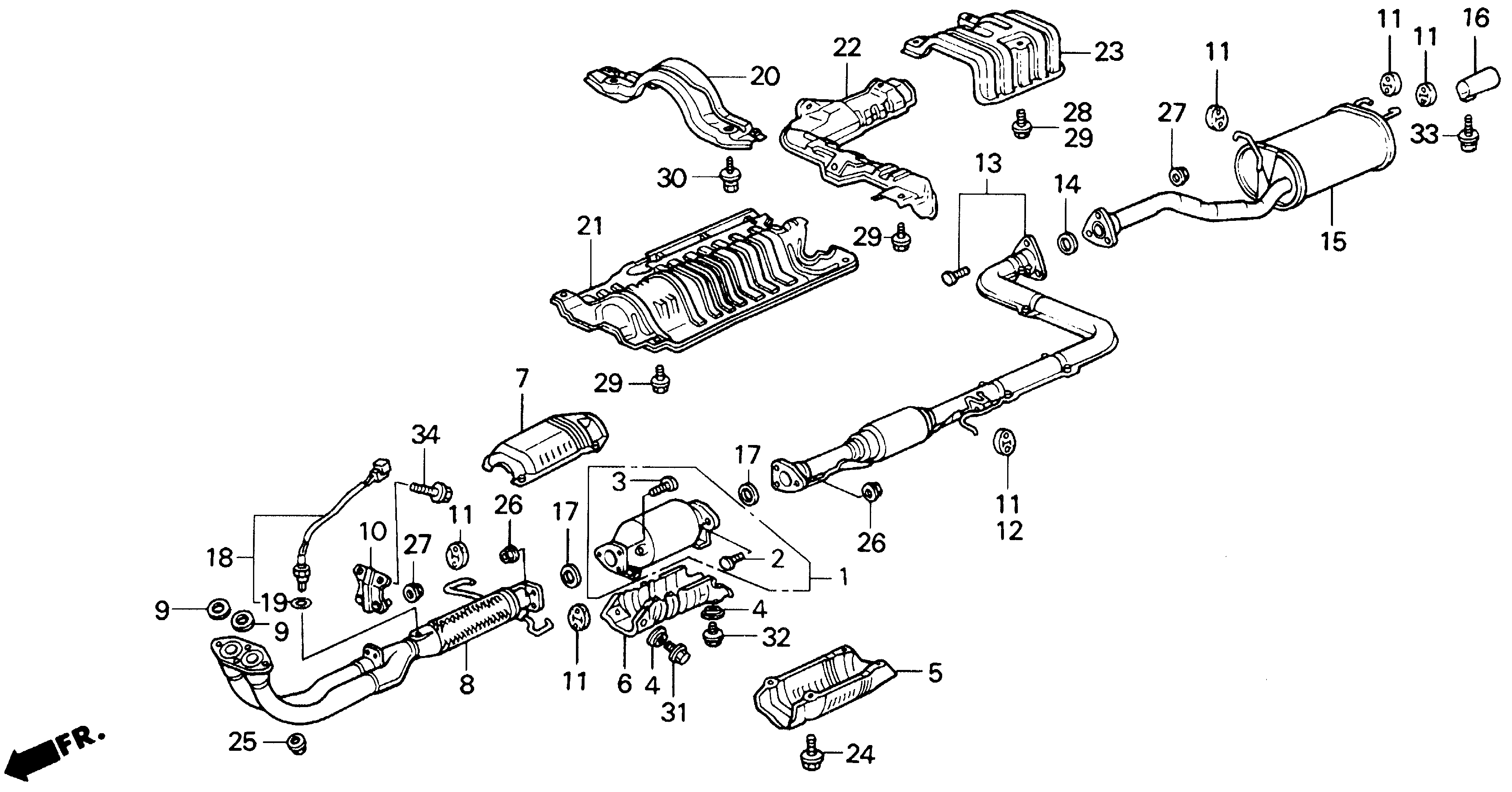 Diagram EXHAUST SYSTEM for your Honda Prelude  