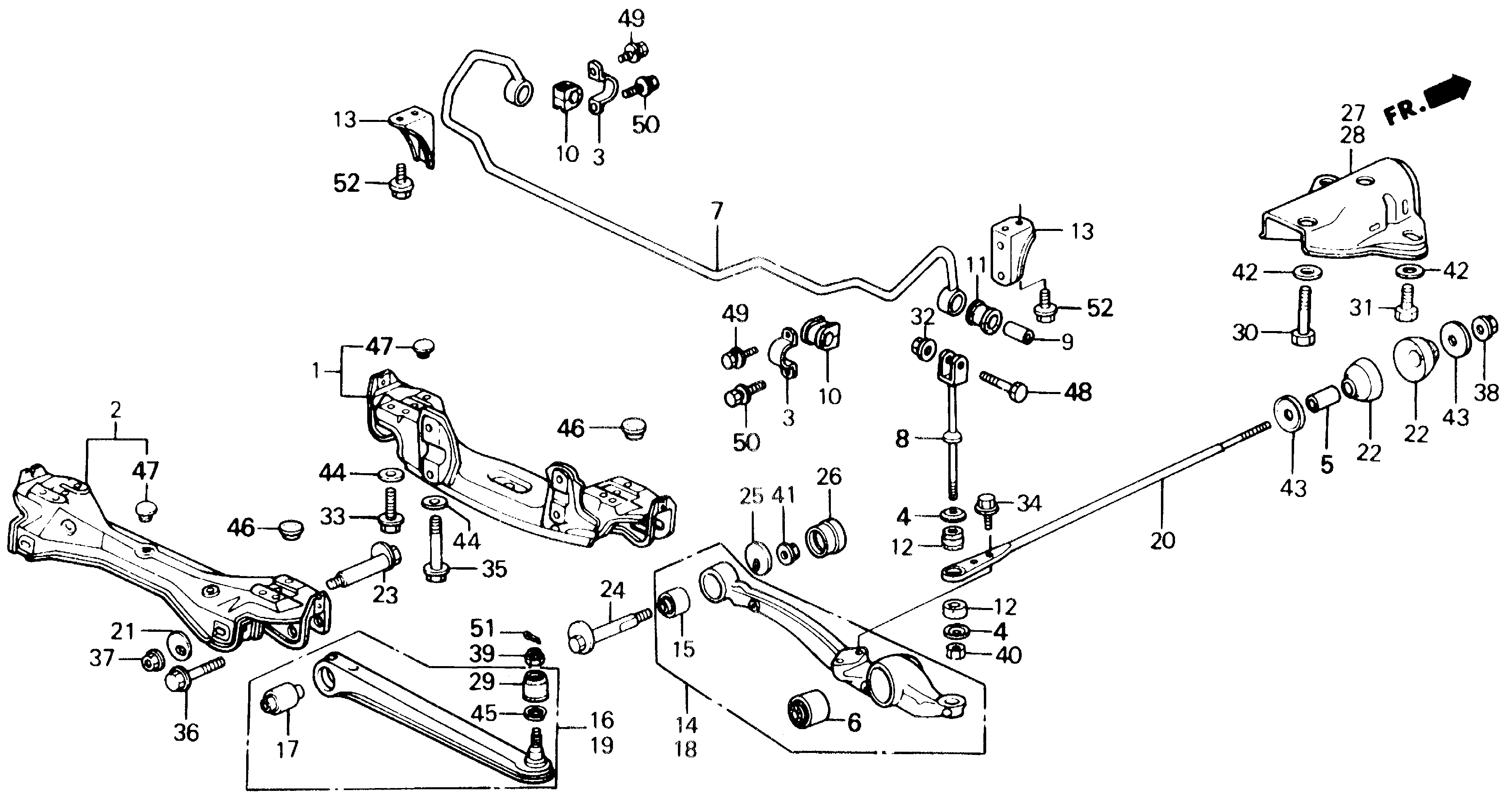 Diagram REAR LOWER ARM for your 1998 Honda Civic Hatchback   