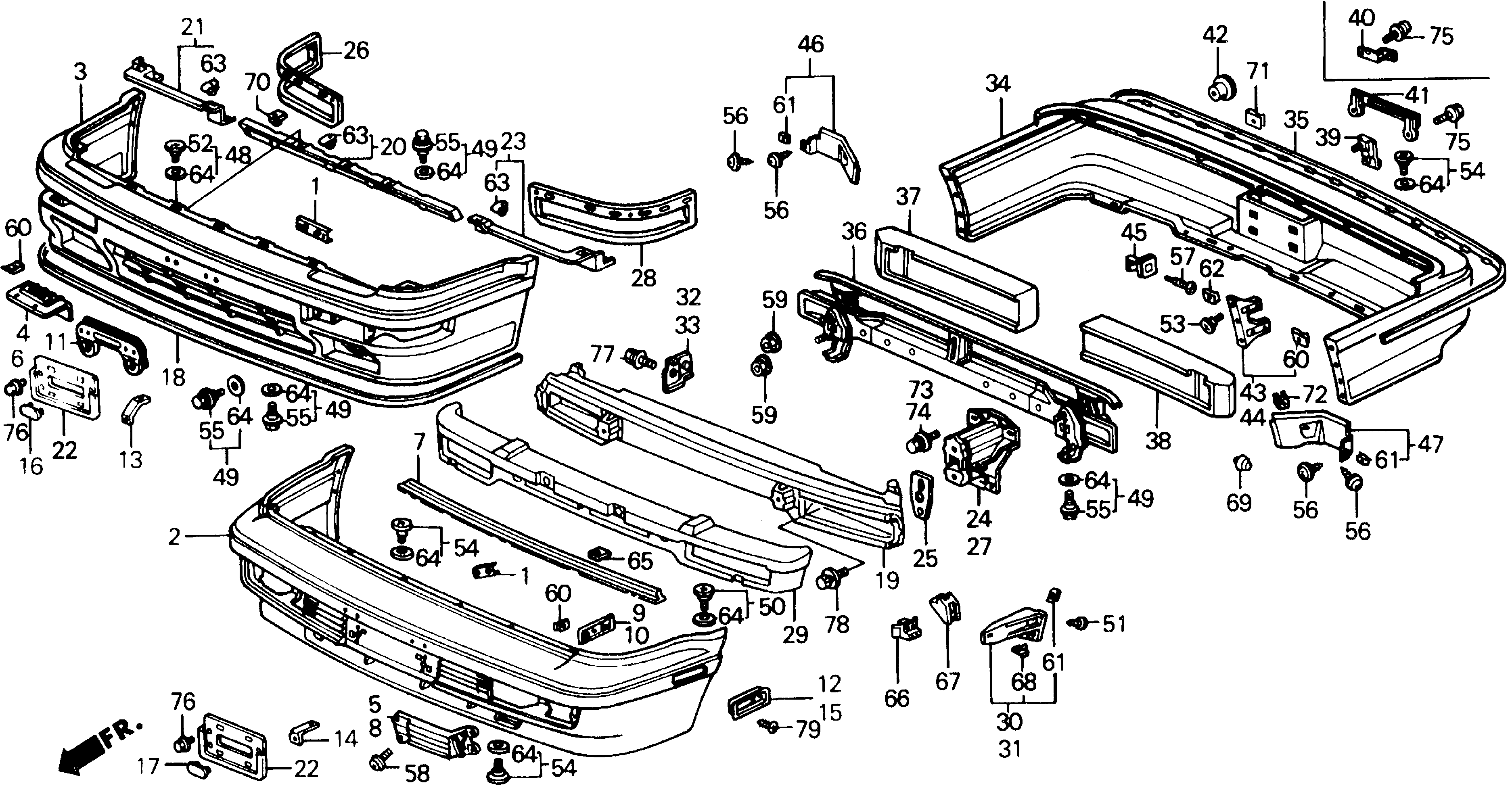 Diagram BUMPER for your 1996 Honda Accord Coupe 2.2L VTEC MT EX 