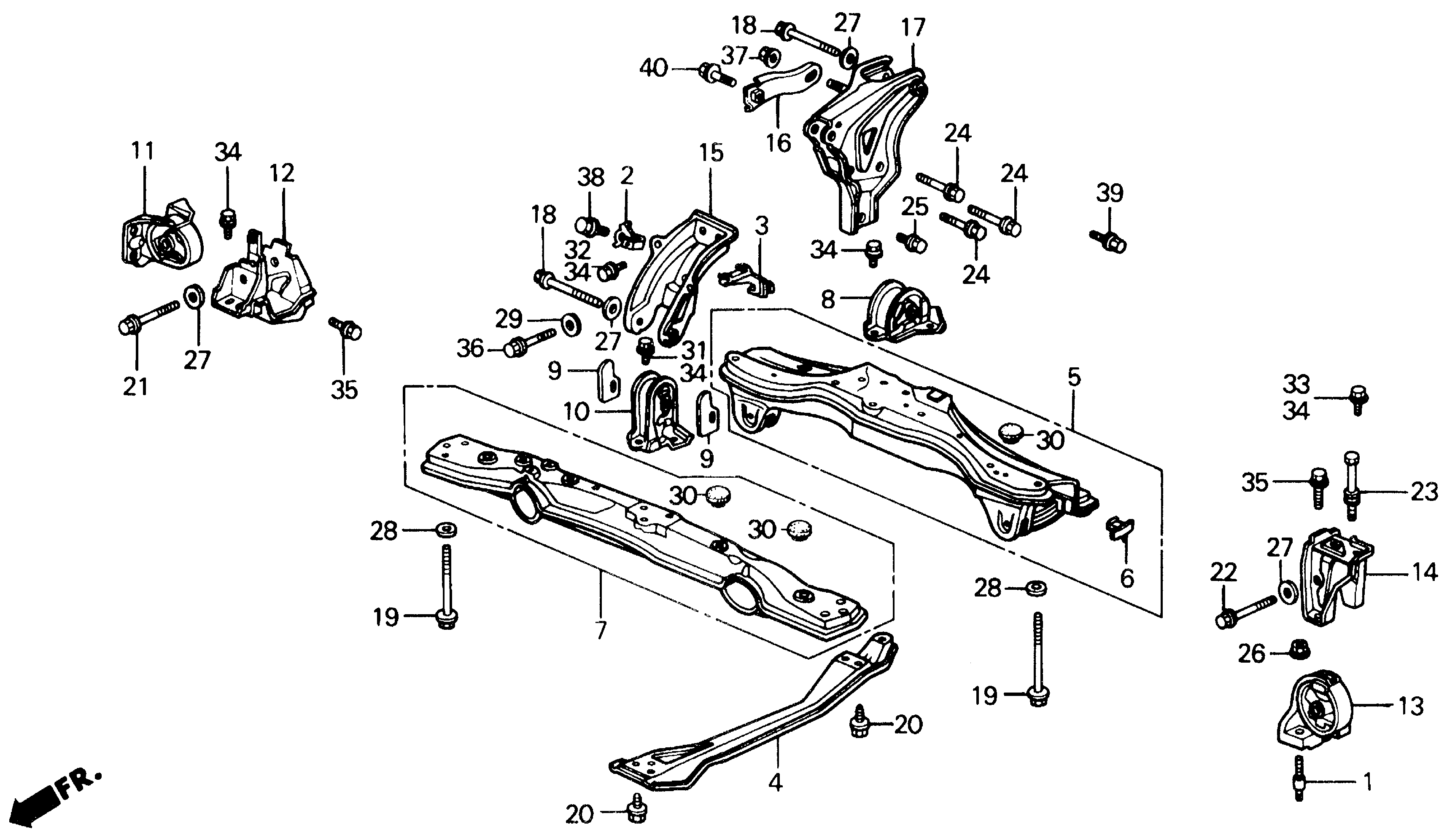 Diagram ENGINE MOUNT@CENTER BEAM for your 1993 Honda Del Sol   