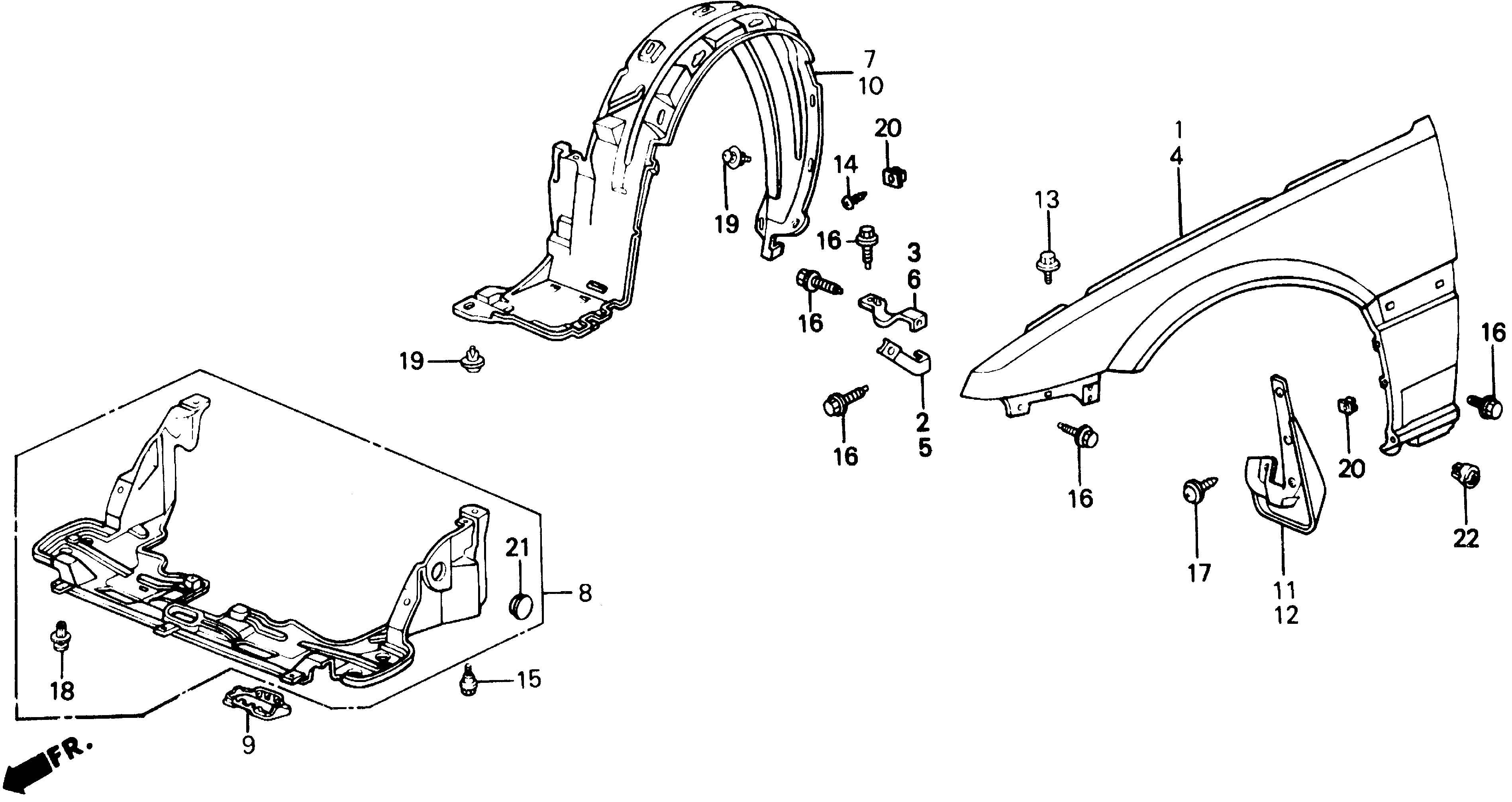 Diagram FRONT FENDER for your Honda Prelude  