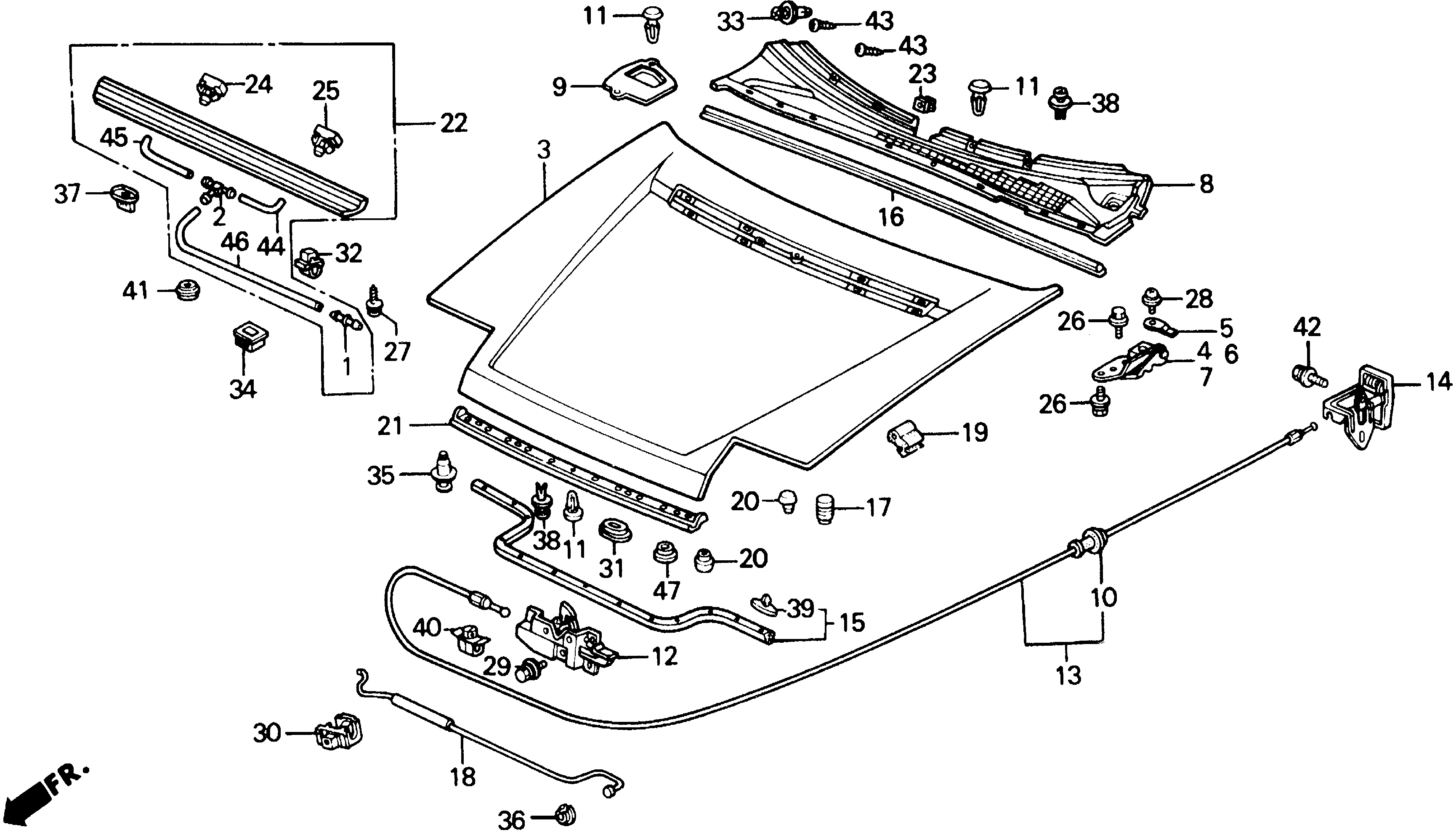 Diagram HOOD for your 1990 Honda Accord Coupe 2.2L MT LX 