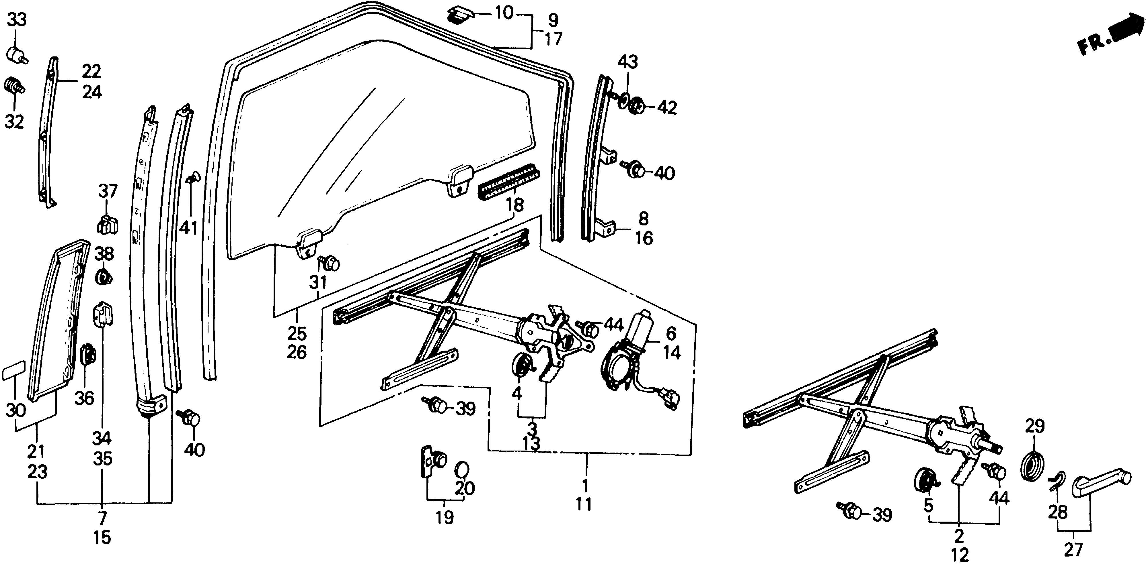 Diagram DOOR WINDOW for your 1999 Honda Accord   