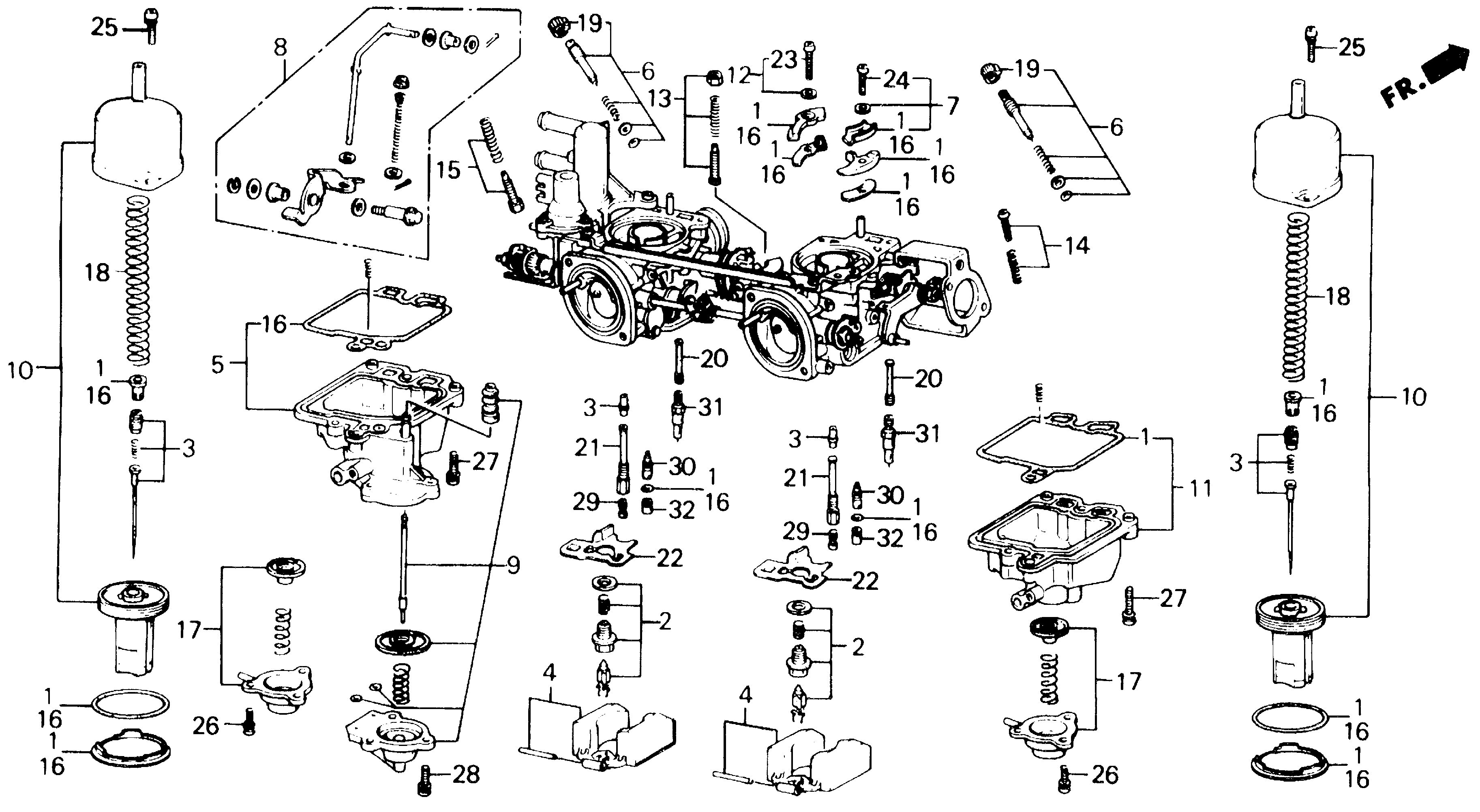 Diagram CARBURETOR COMPONENTS for your 1990 Honda Accord Coupe 2.2L AT LX 