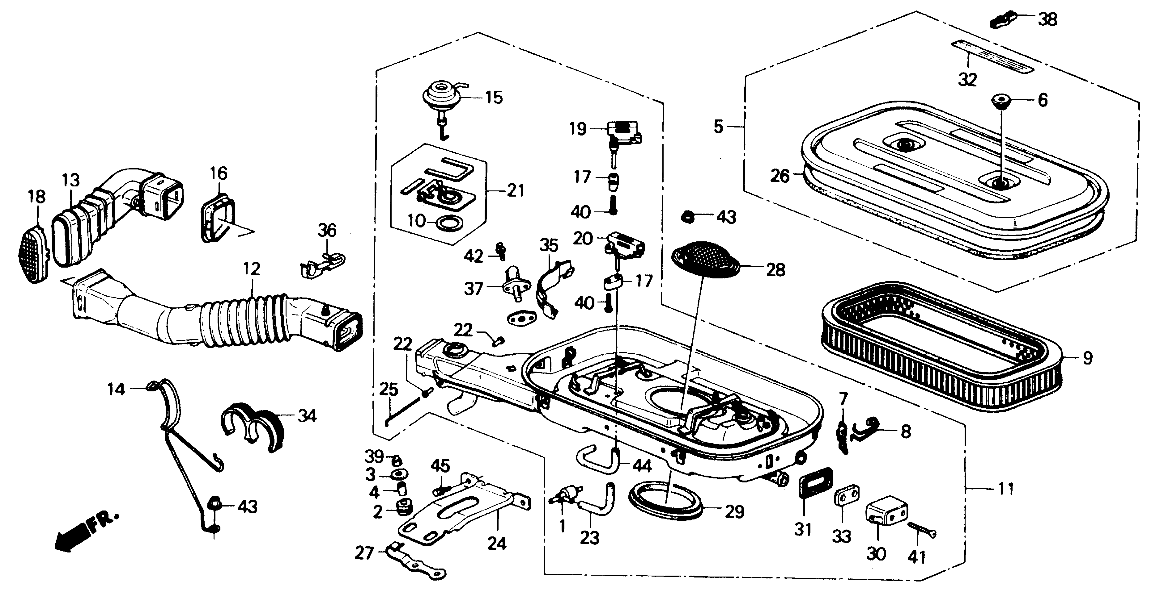 Diagram AIR CLEANER for your 1989 Honda Accord Coupe 2.0L MT DX 