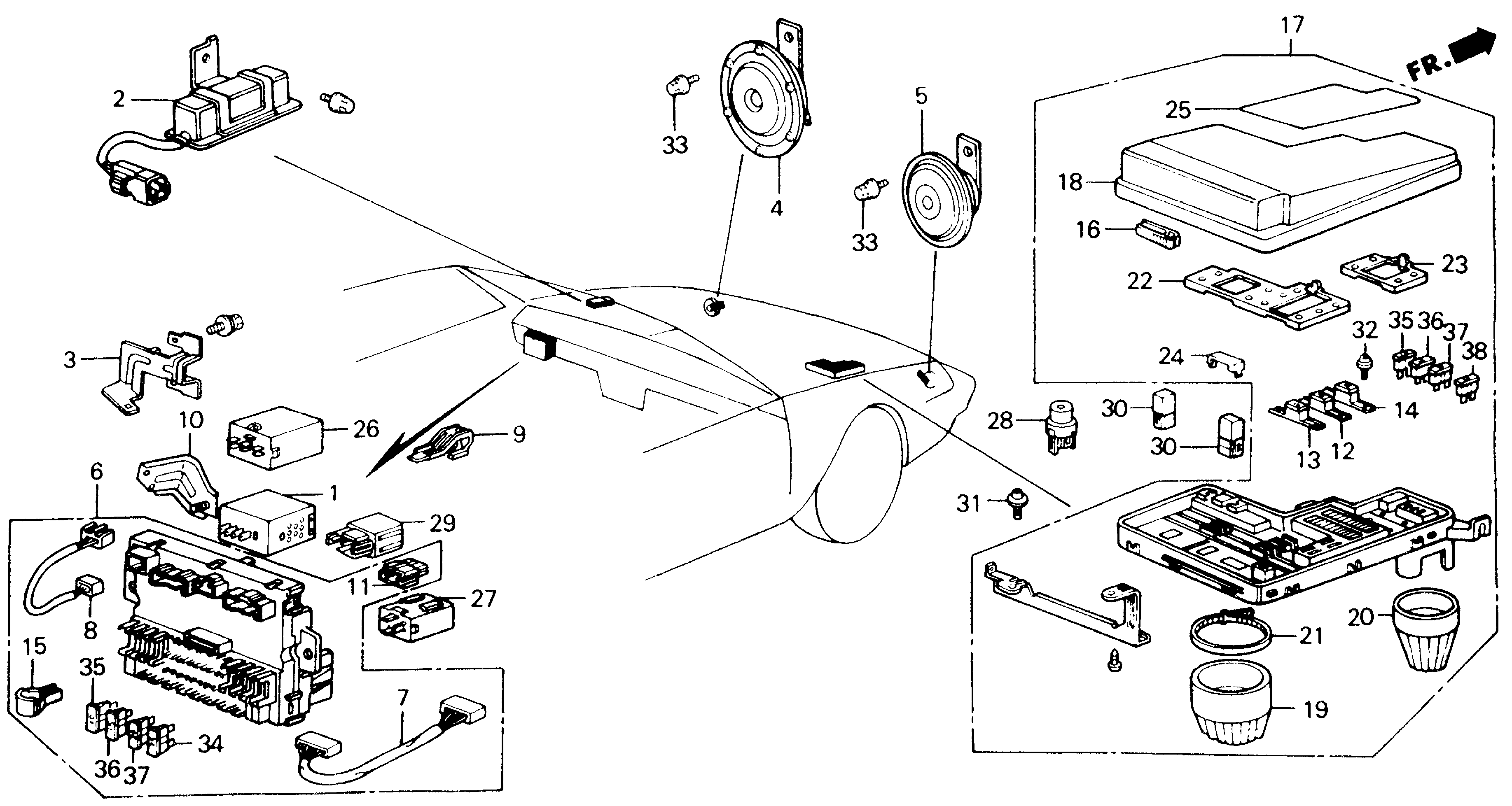 Diagram FUSE BOX@RELAY@HORN for your Honda