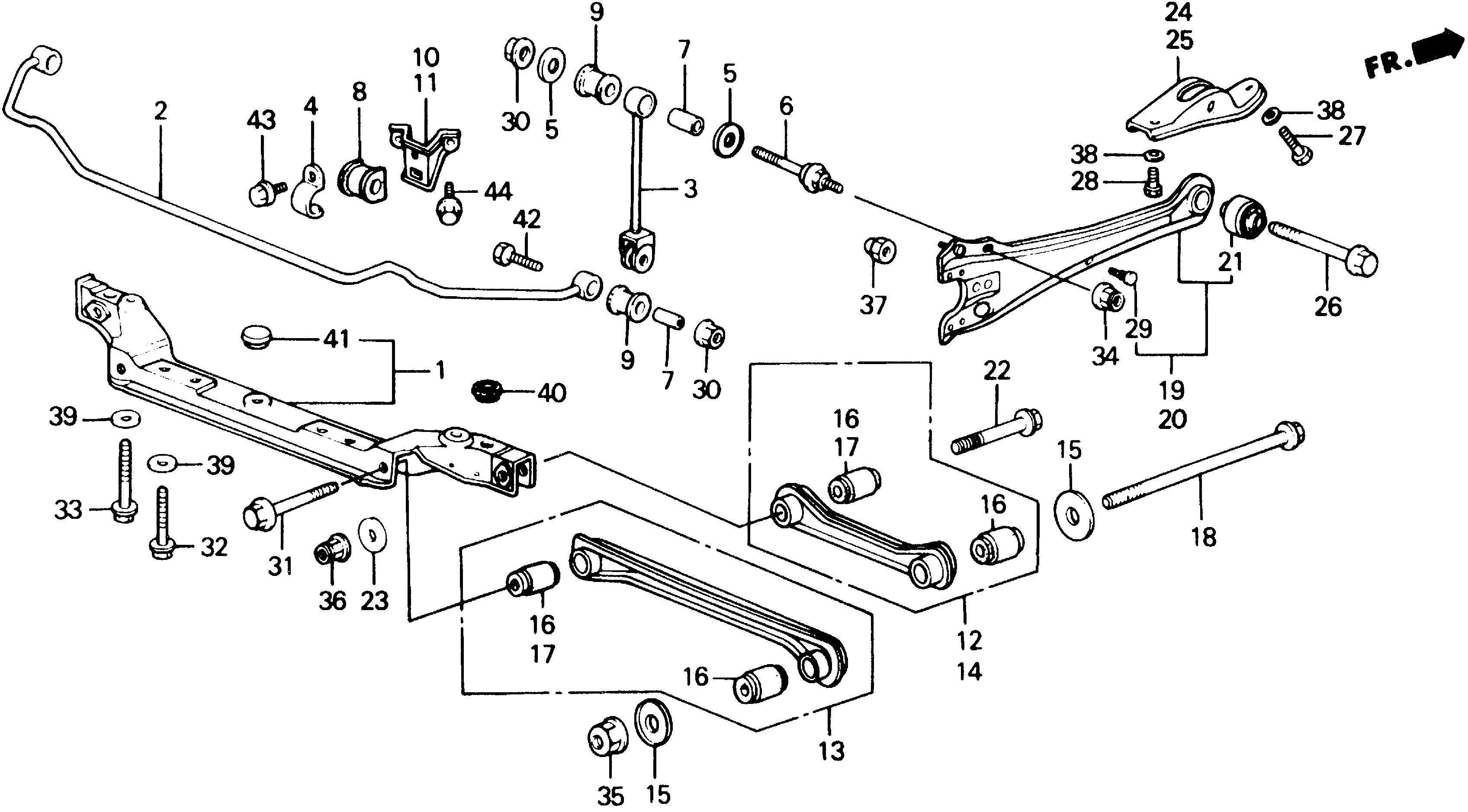 Diagram REAR LOWER ARM for your 1998 Honda Civic Hatchback   