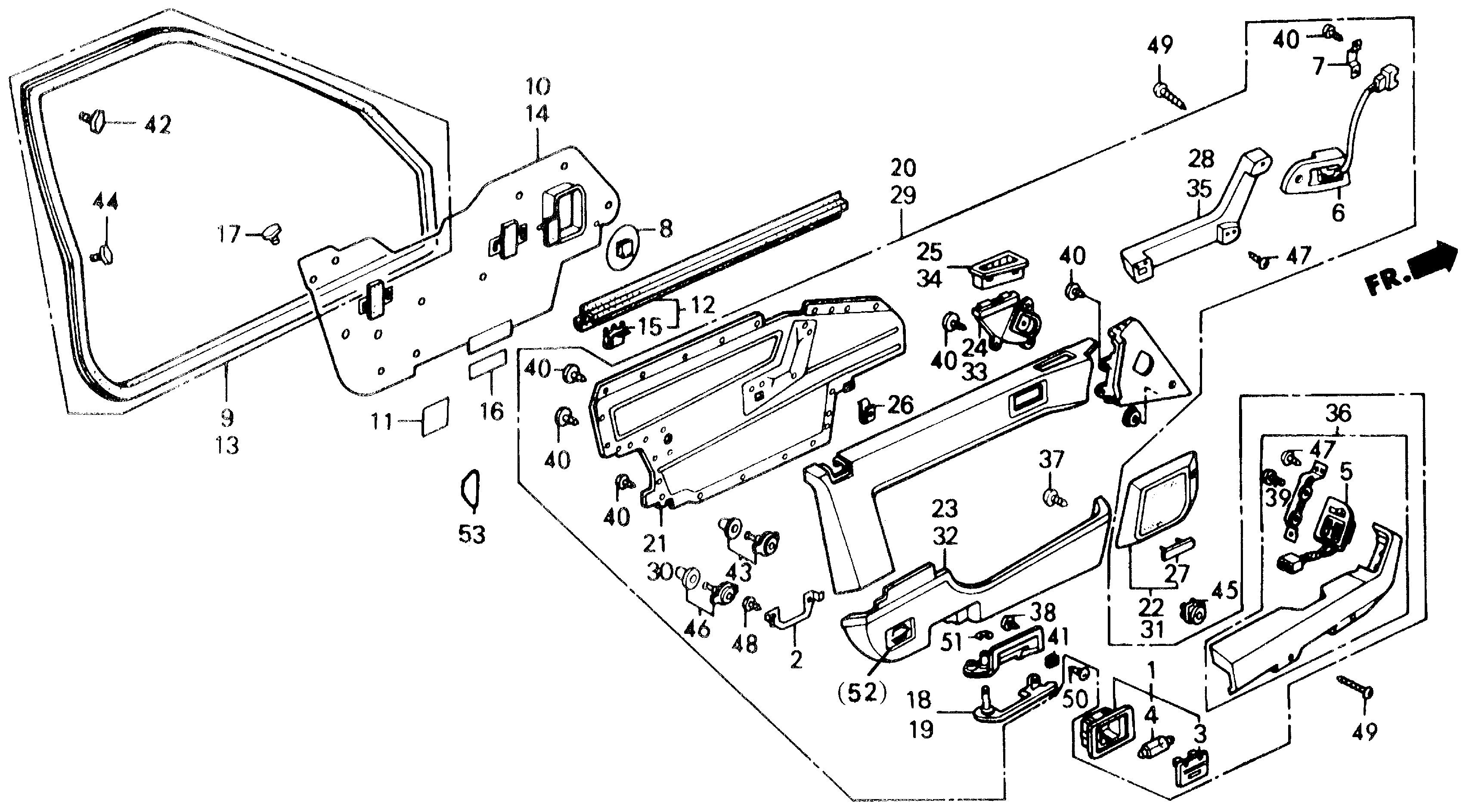 Diagram FRONT DOOR LINING for your 1990 Honda Accord Coupe 2.2L MT LX 