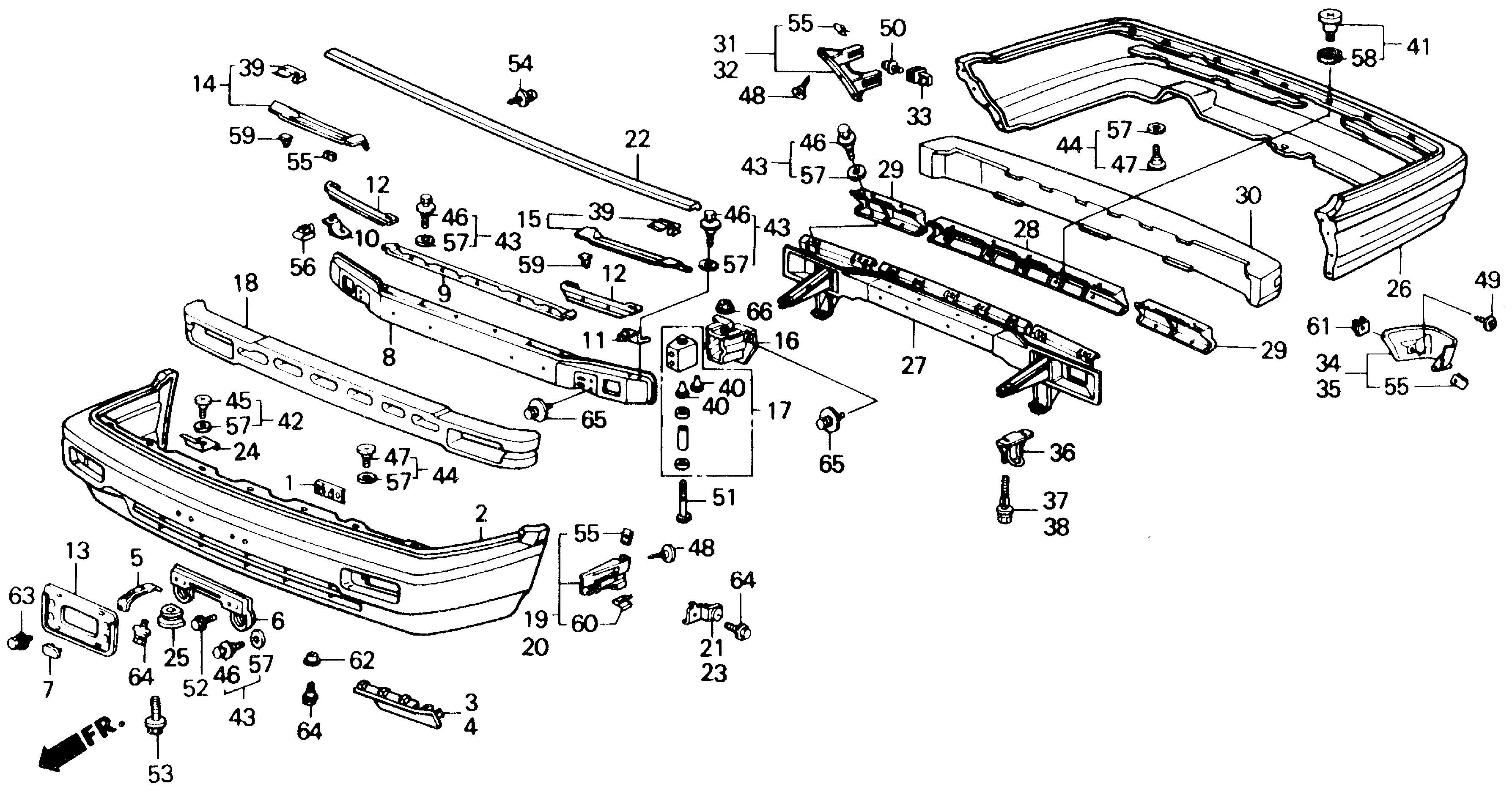 Diagram BUMPER for your 1989 Honda Accord Coupe 2.0L MT DX 