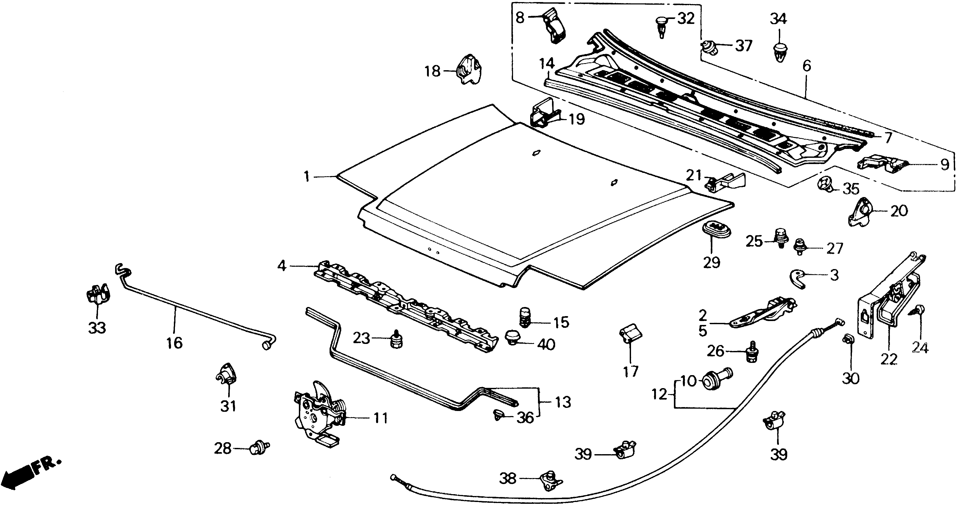 Diagram HOOD for your 1990 Honda Accord Coupe 2.2L MT LX 