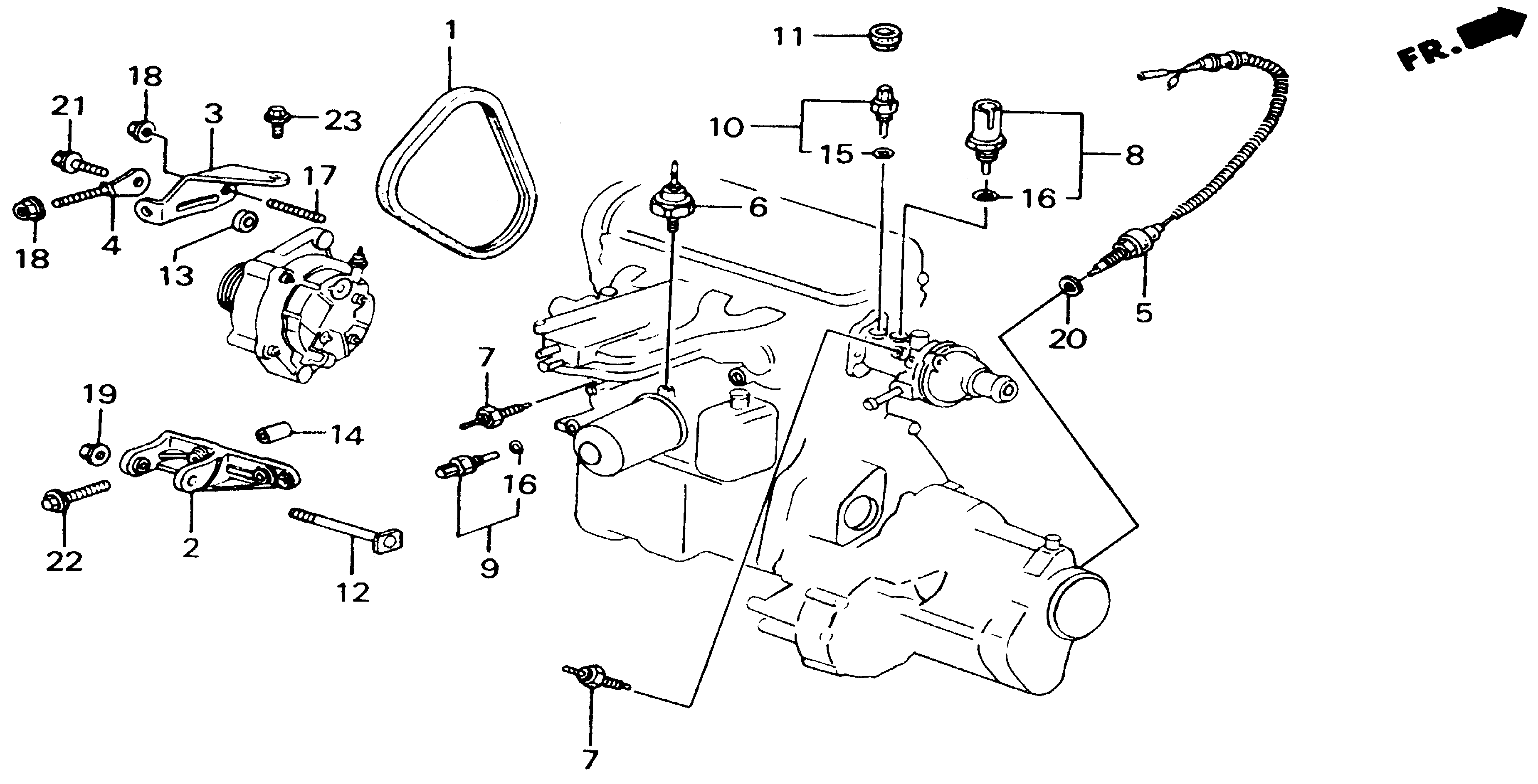 Diagram ALTERNATOR BRACKET for your 1989 Honda Accord Coupe 2.0L MT DX 