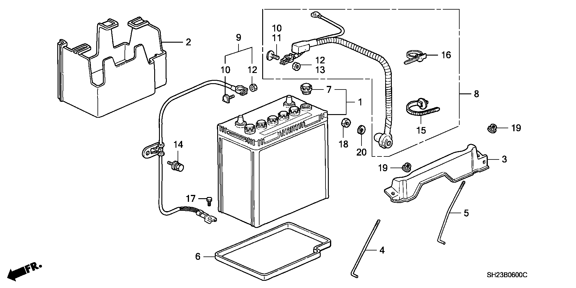 Diagram BATTERY@BATTERY CABLE for your 1990 Honda Accord Coupe 2.2L MT LX 