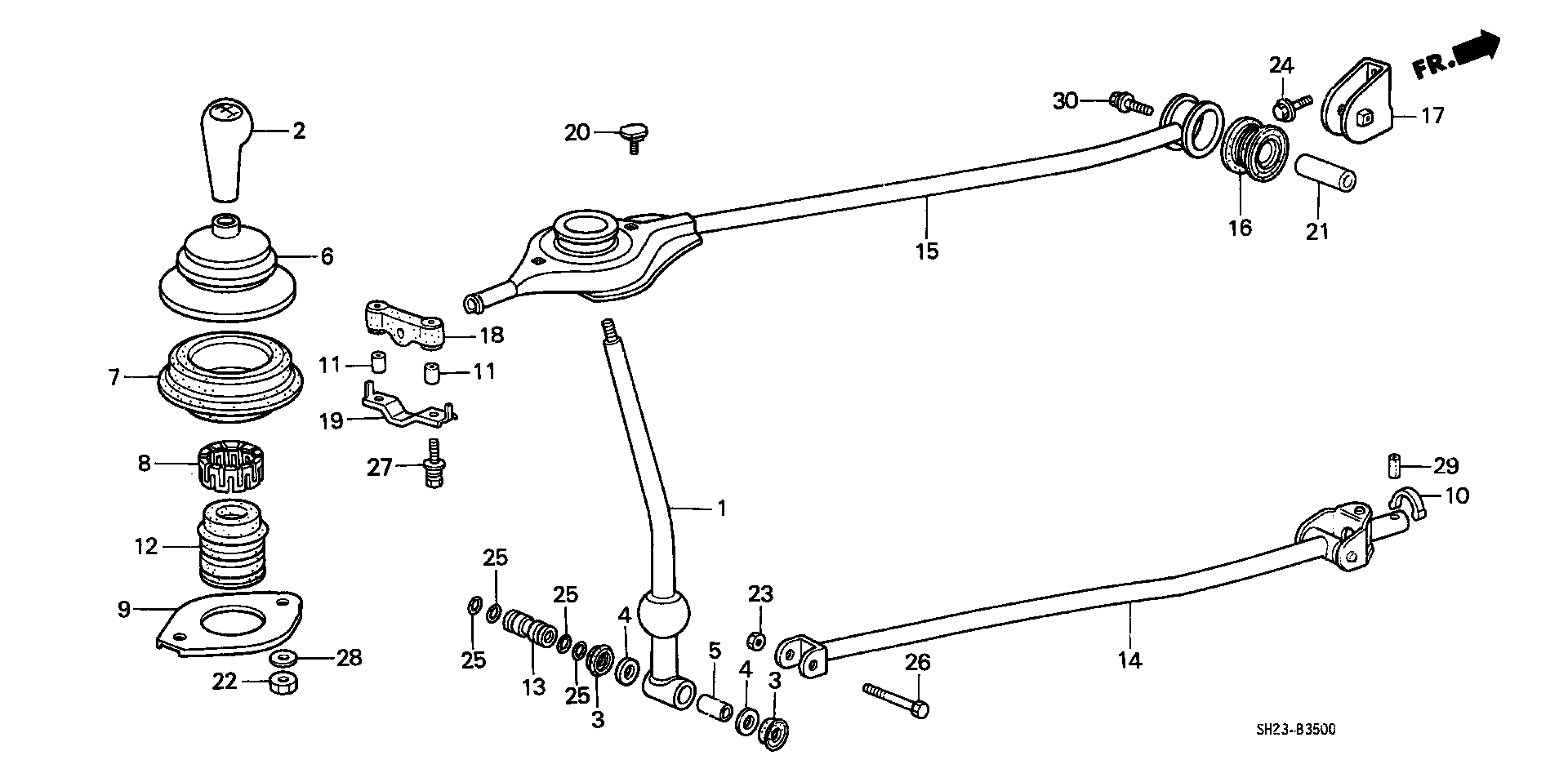 Diagram SHIFT LEVER for your 1992 Honda Accord Coupe 2.2L AT DX 