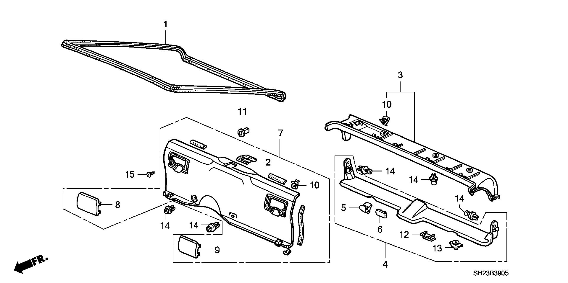 Diagram REAR PANEL LINING for your 1995 Honda Civic Hatchback   